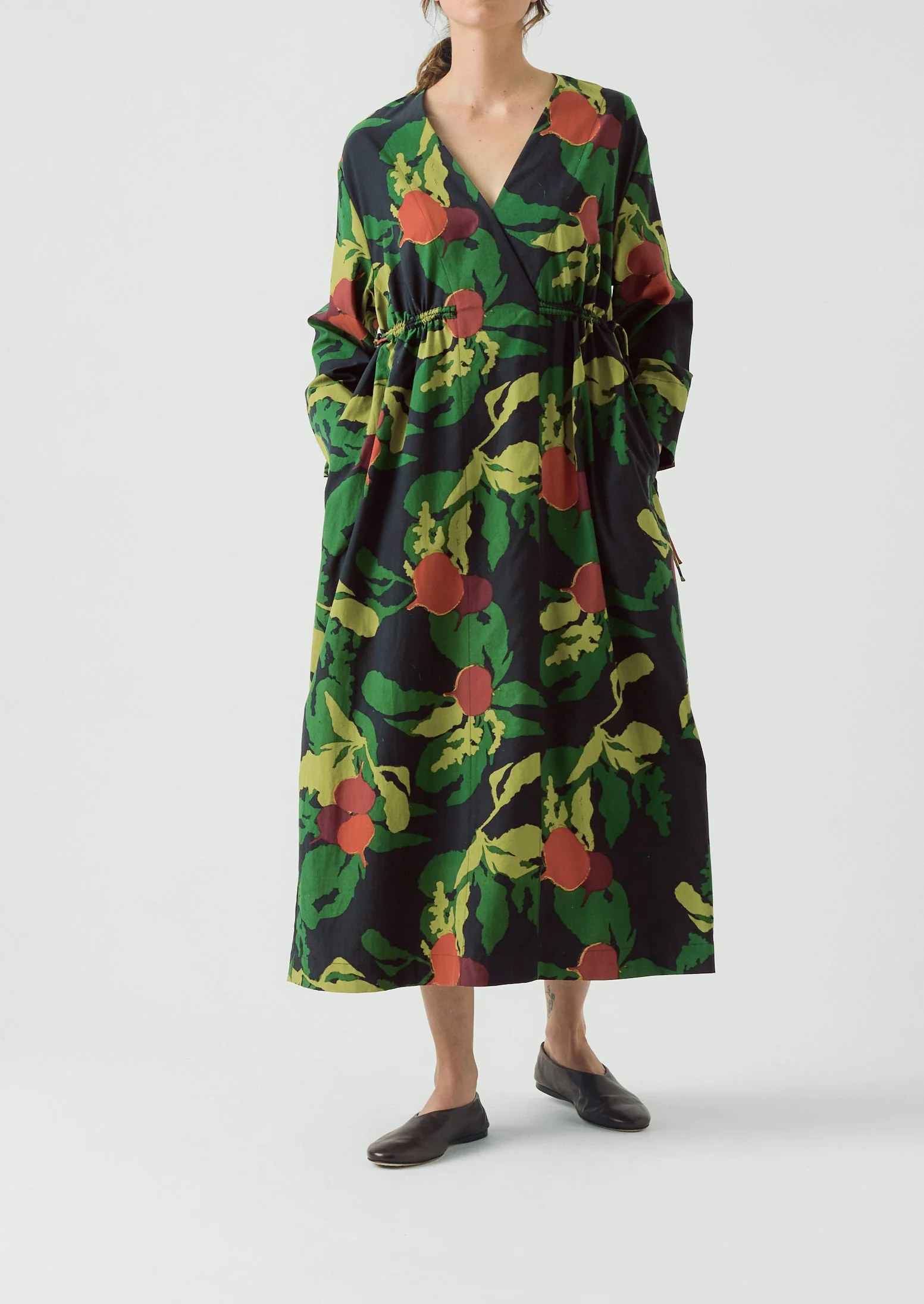 Produce Print Silk Cotton Dress | Slate - Image 5