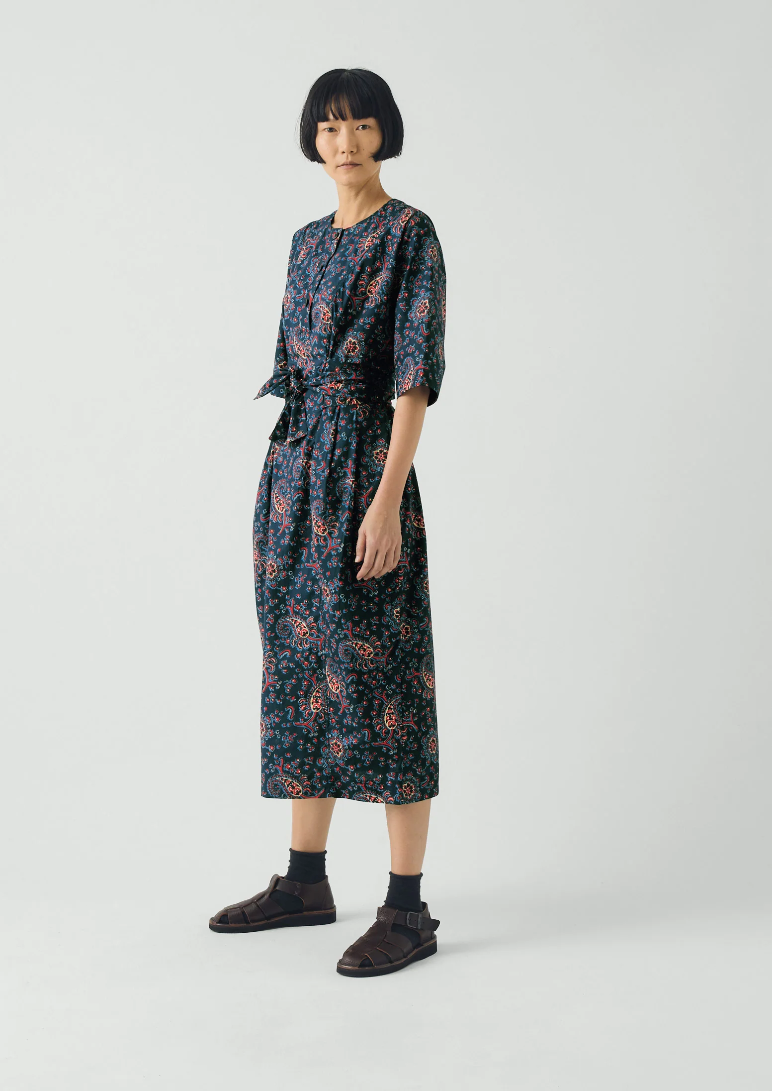 Provencal Paisley Print Cotton Poplin Dress | Provencal Blue - Image 2