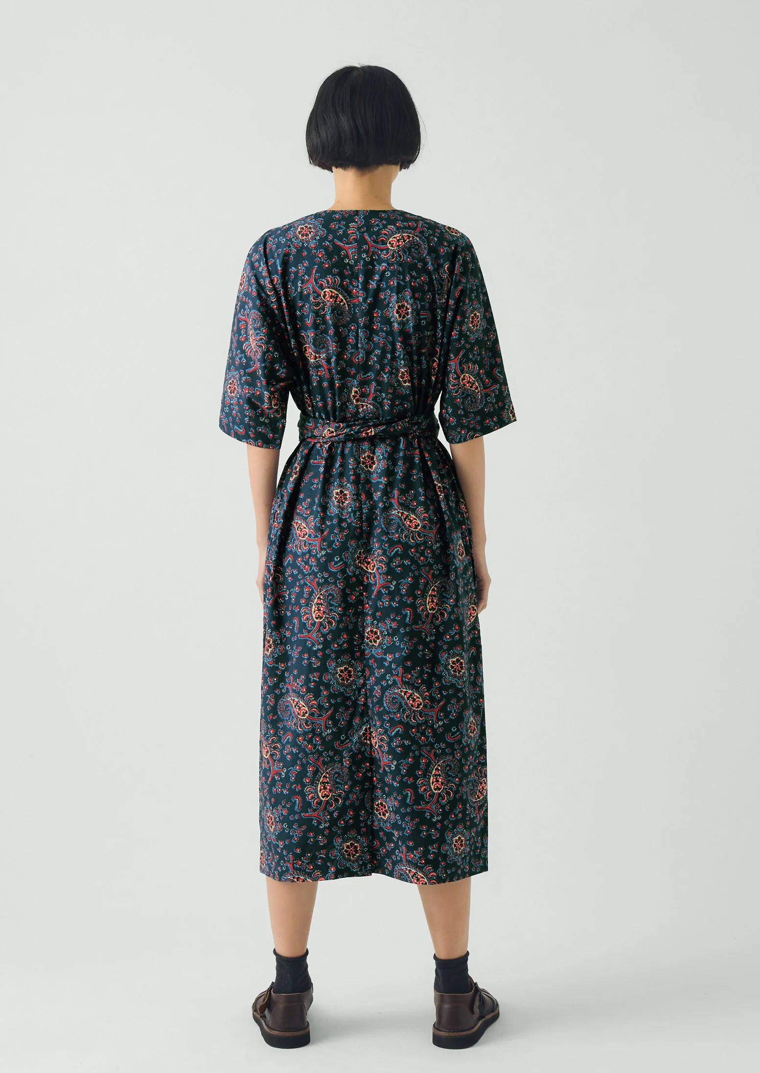 Provencal Paisley Print Cotton Poplin Dress | Provencal Blue - Image 5
