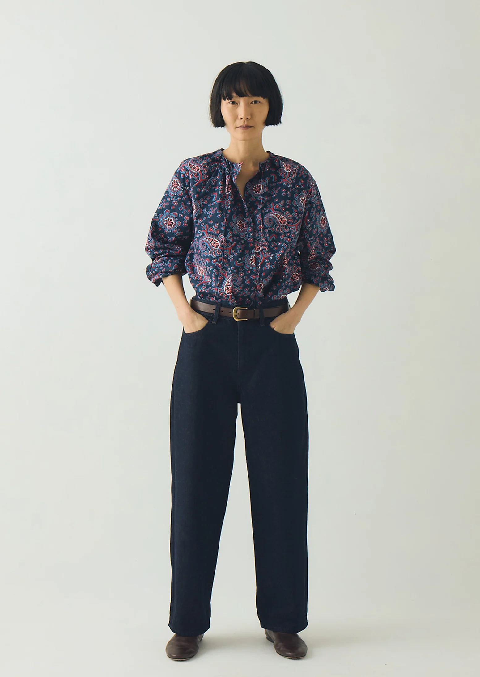 Provencal Paisley Print Cotton Poplin Shirt | Provencal Blue - Image 2