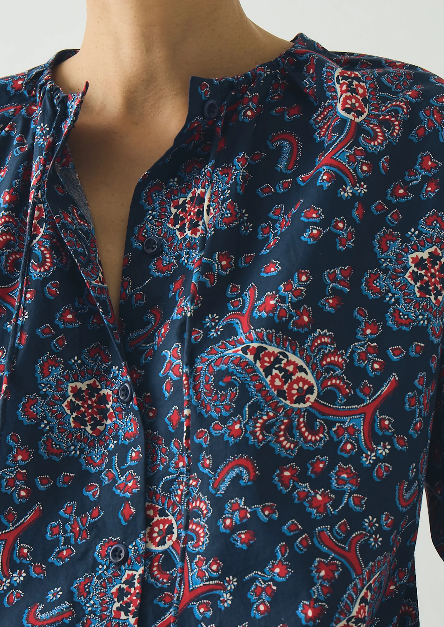 Provencal Paisley Print Cotton Poplin Shirt | Provencal Blue - Image 3
