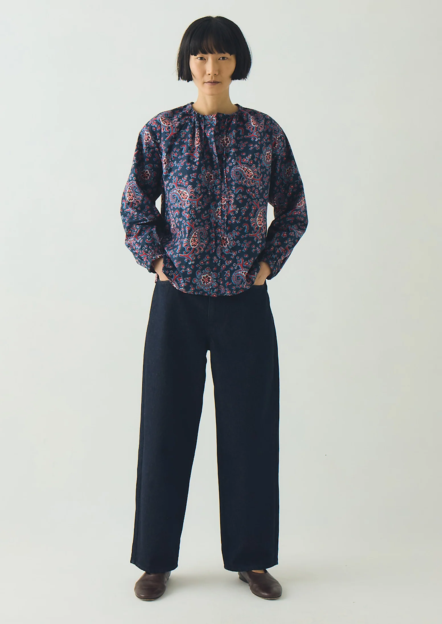 Provencal Paisley Print Cotton Poplin Shirt | Provencal Blue - Image 5