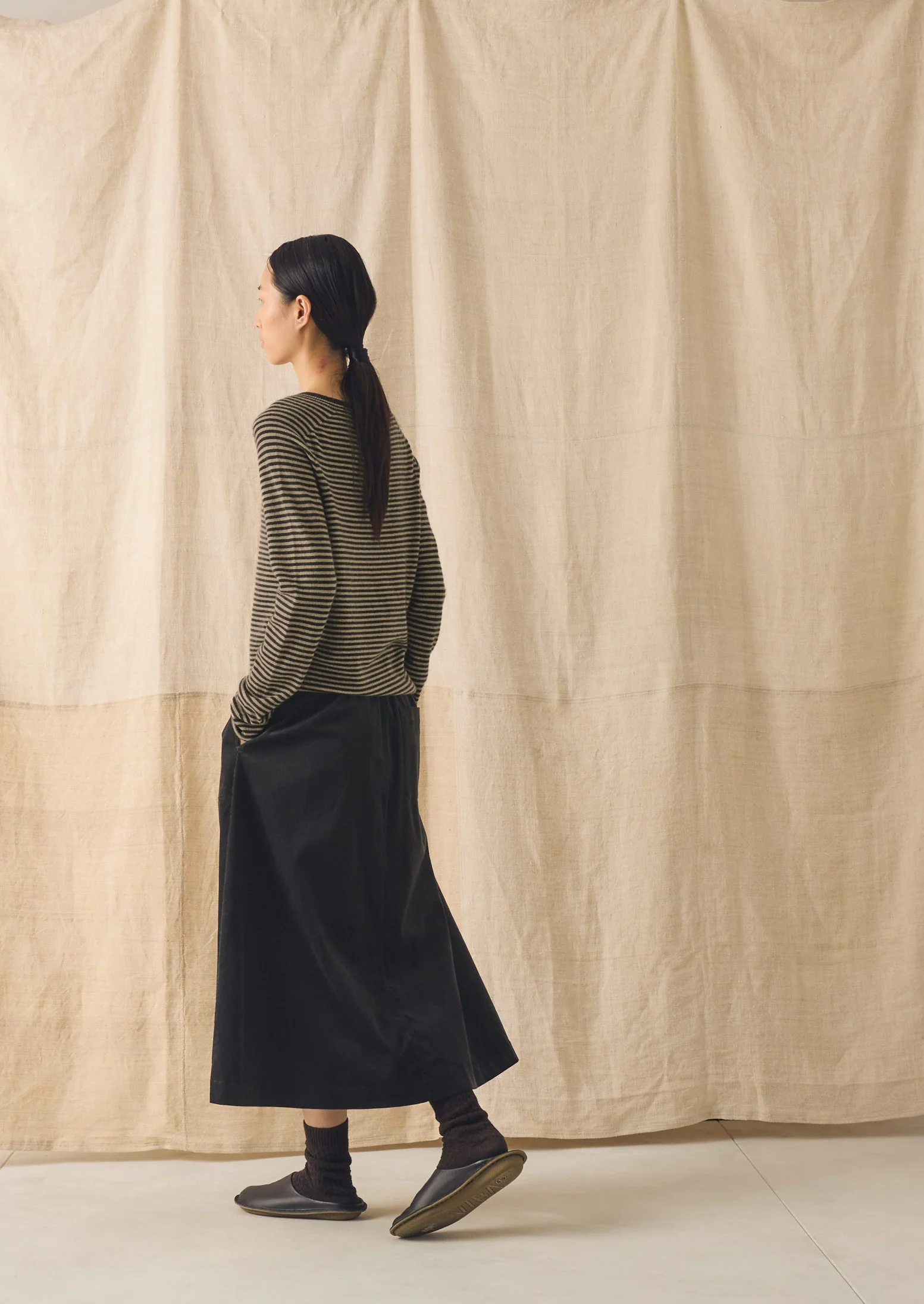 Organic Cord Pull On Skirt | Charcoal - Image 3
