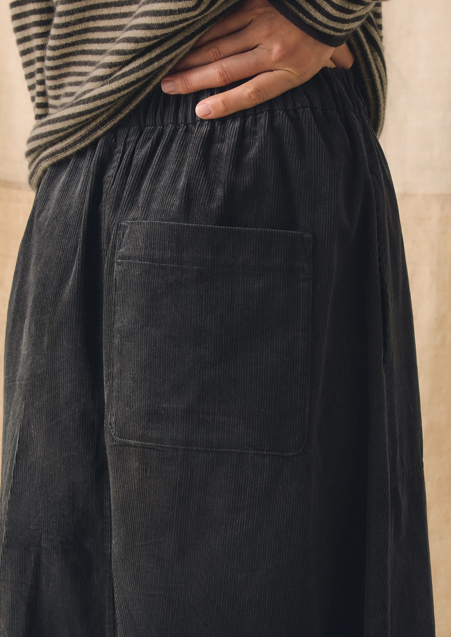 Organic Cord Pull On Skirt | Charcoal - Image 4