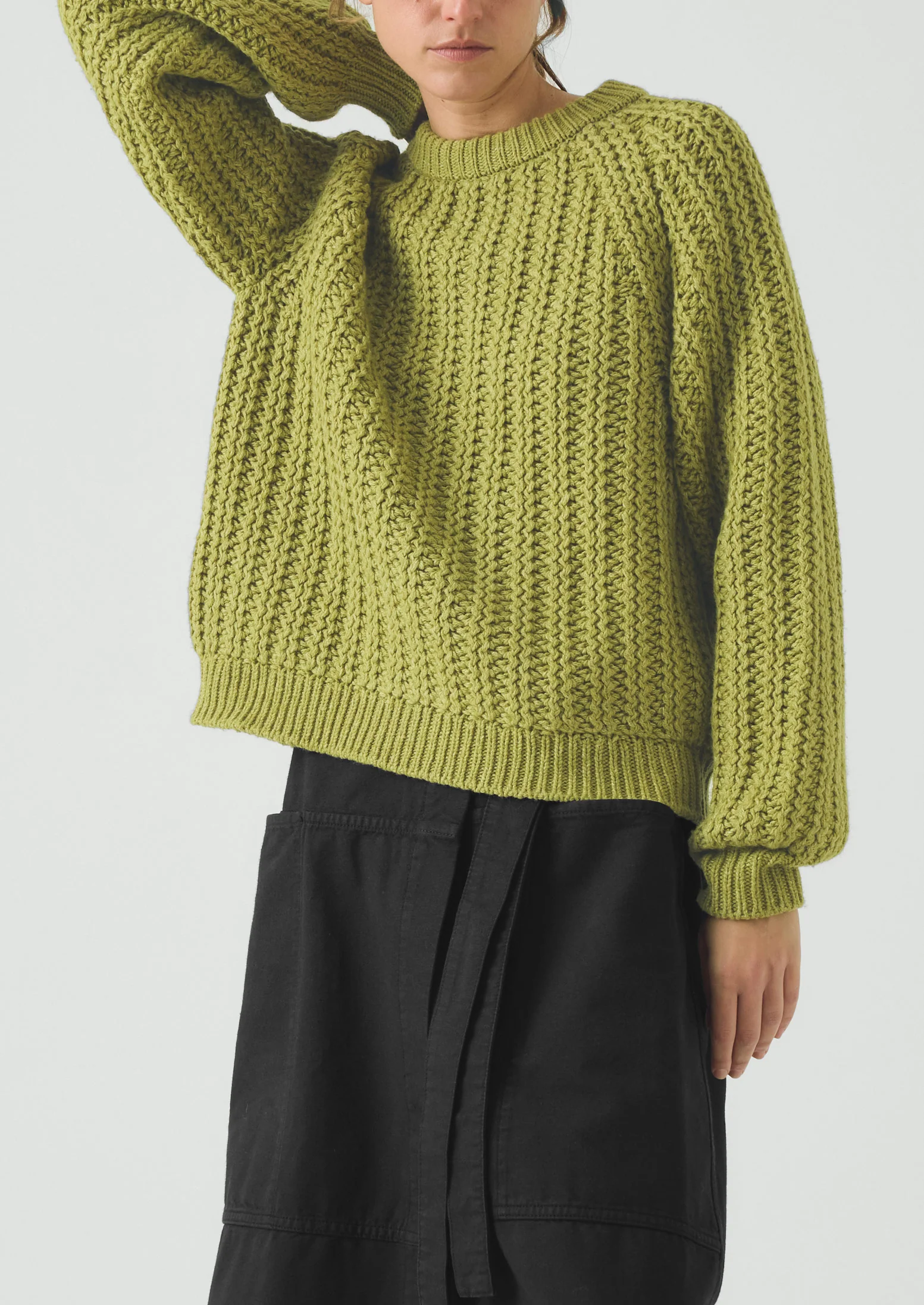 Racked Rib Wool Cotton Sweater | Apple - Image 2