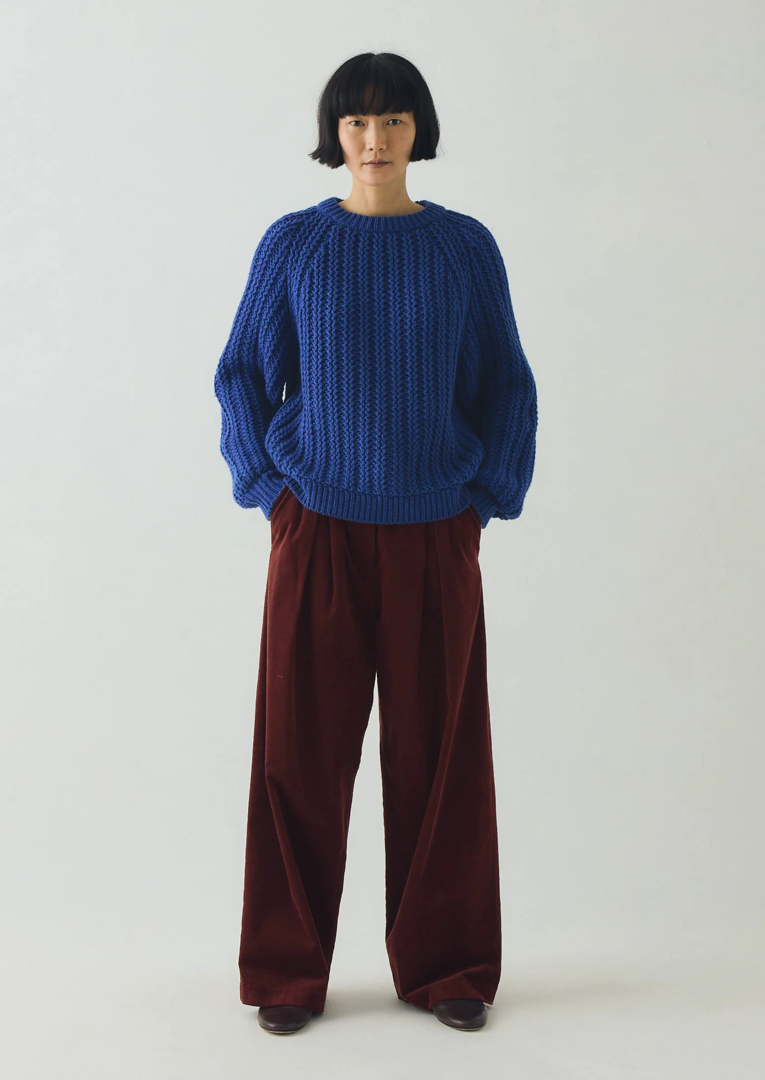 Racked Rib Wool Cotton Sweater | Cobalt - Image 2