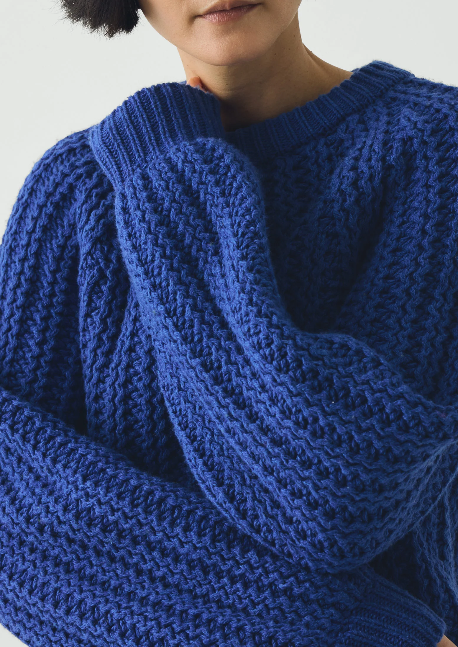 Racked Rib Wool Cotton Sweater | Cobalt - Image 5
