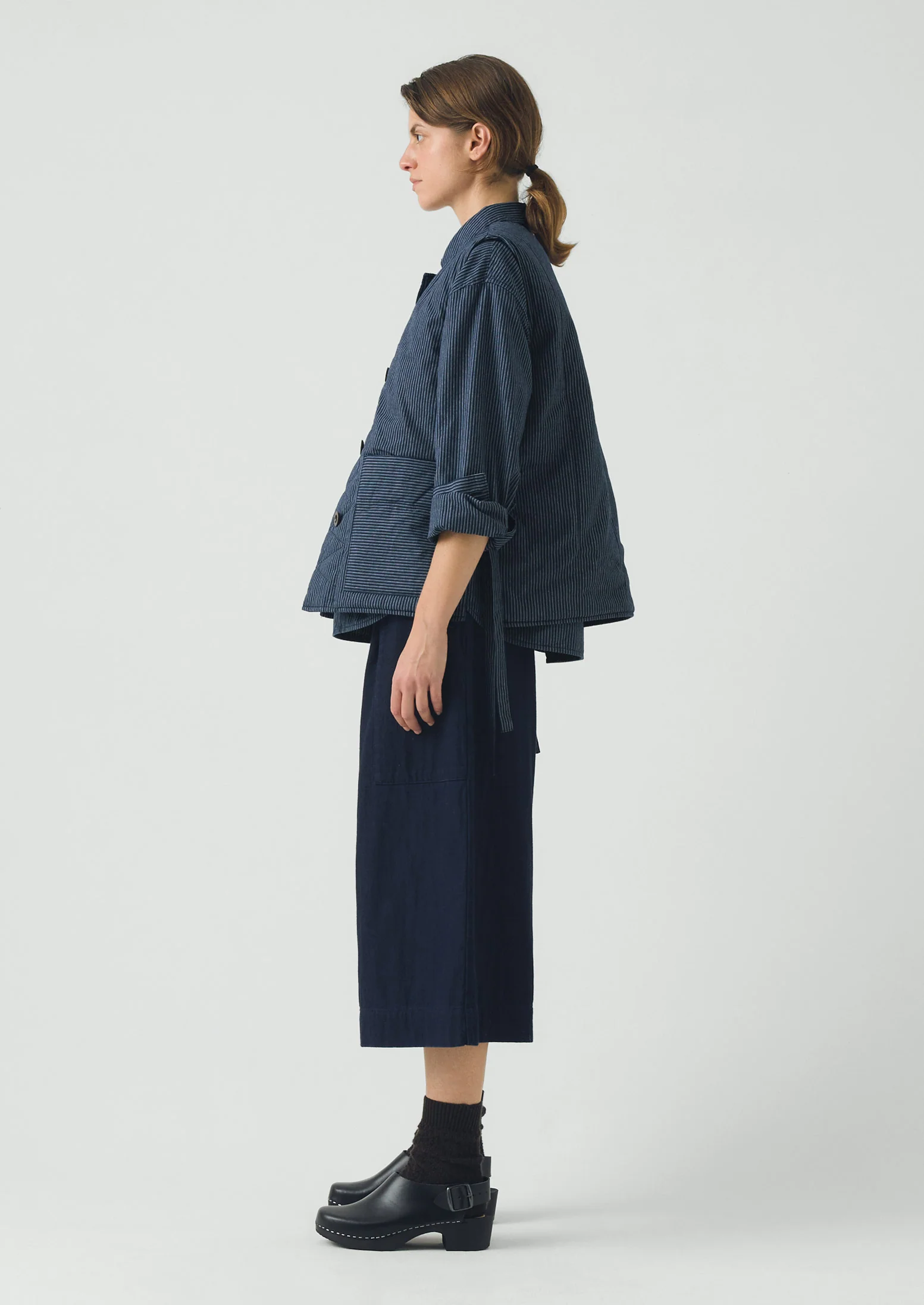 Railroad Stripe Side Tie Vest | Denim Blue - Image 6