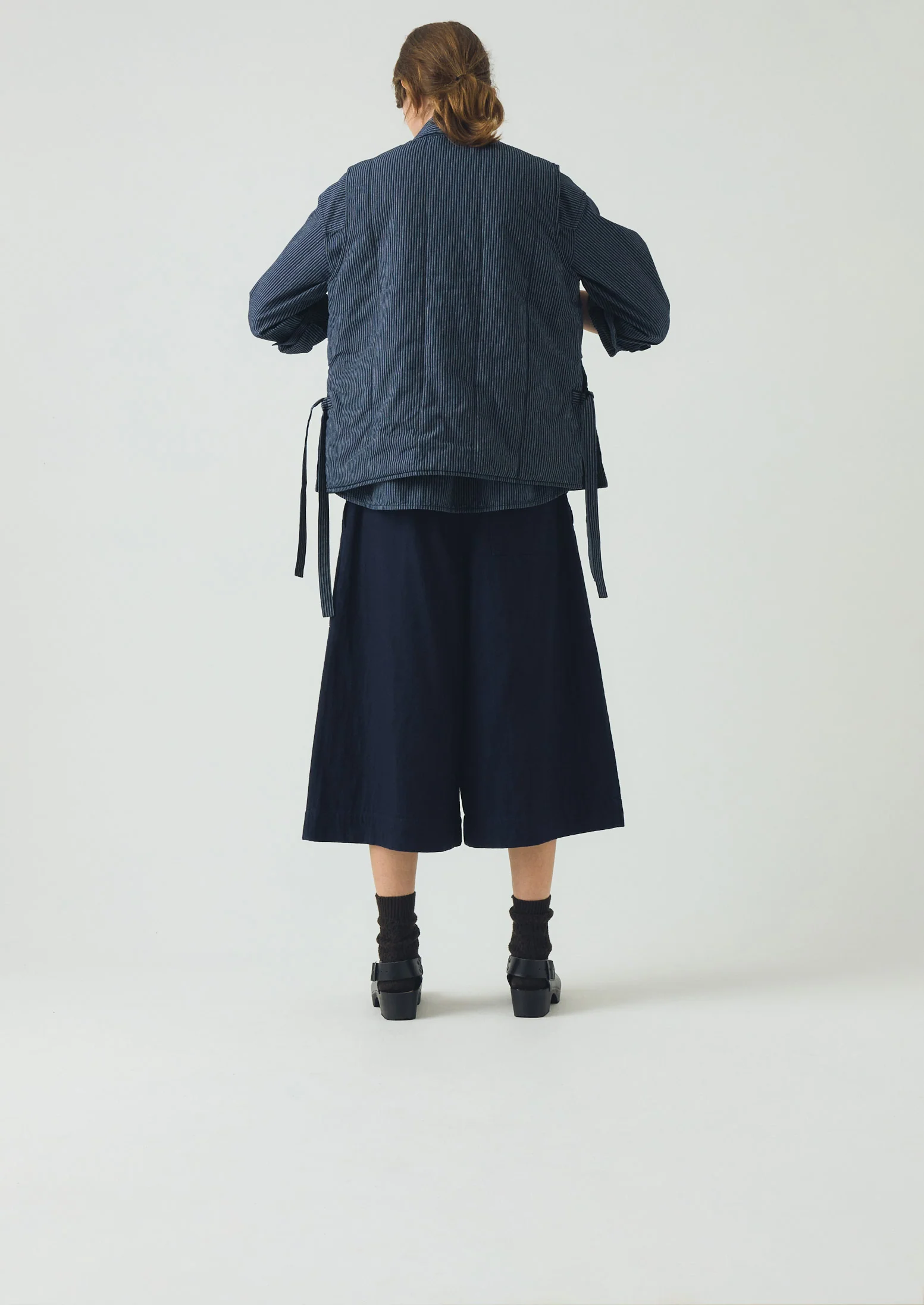 Railroad Stripe Side Tie Vest | Denim Blue - Image 7