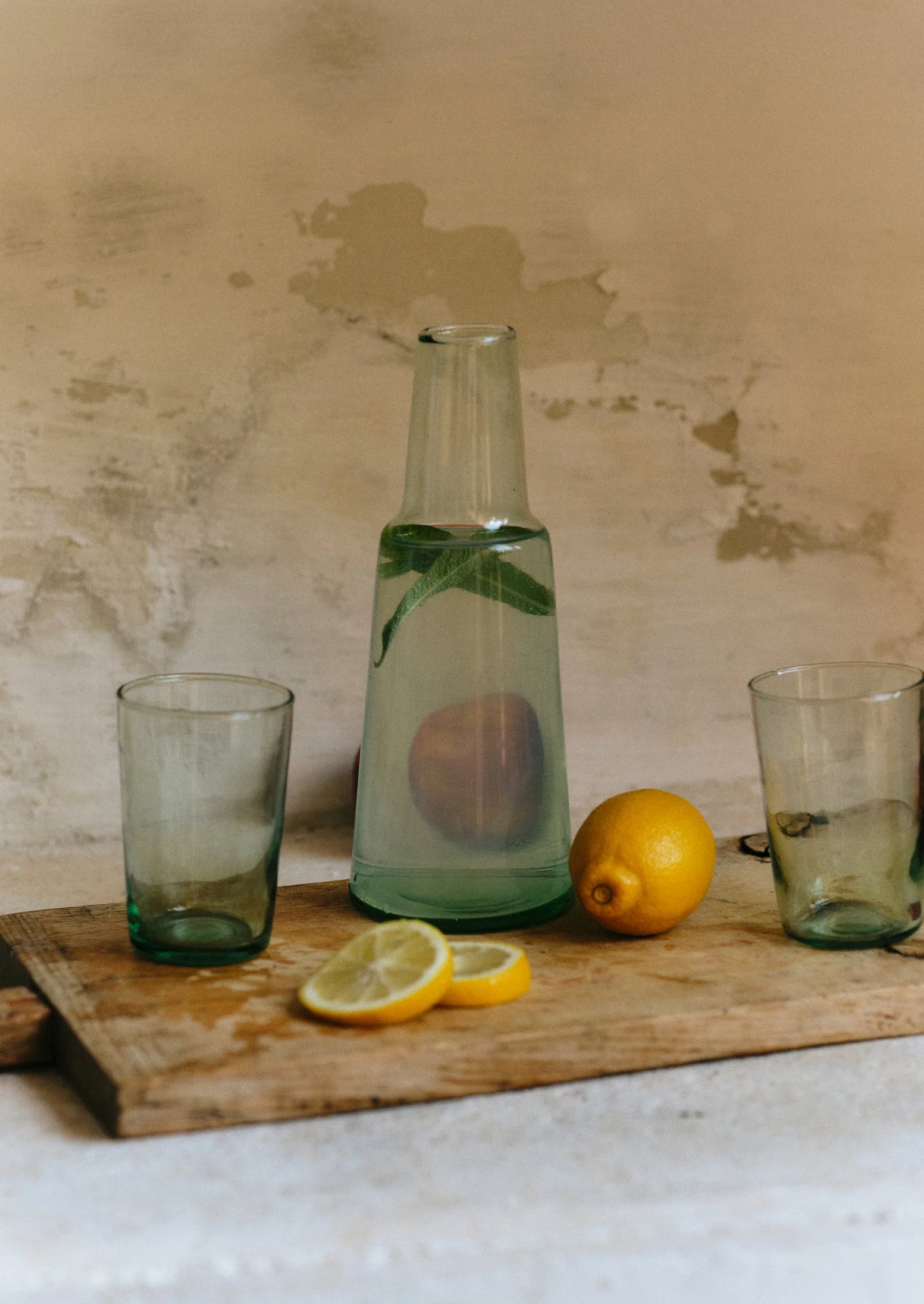 Recycled Glass Carafe And Glass Set | Clear - Image 3