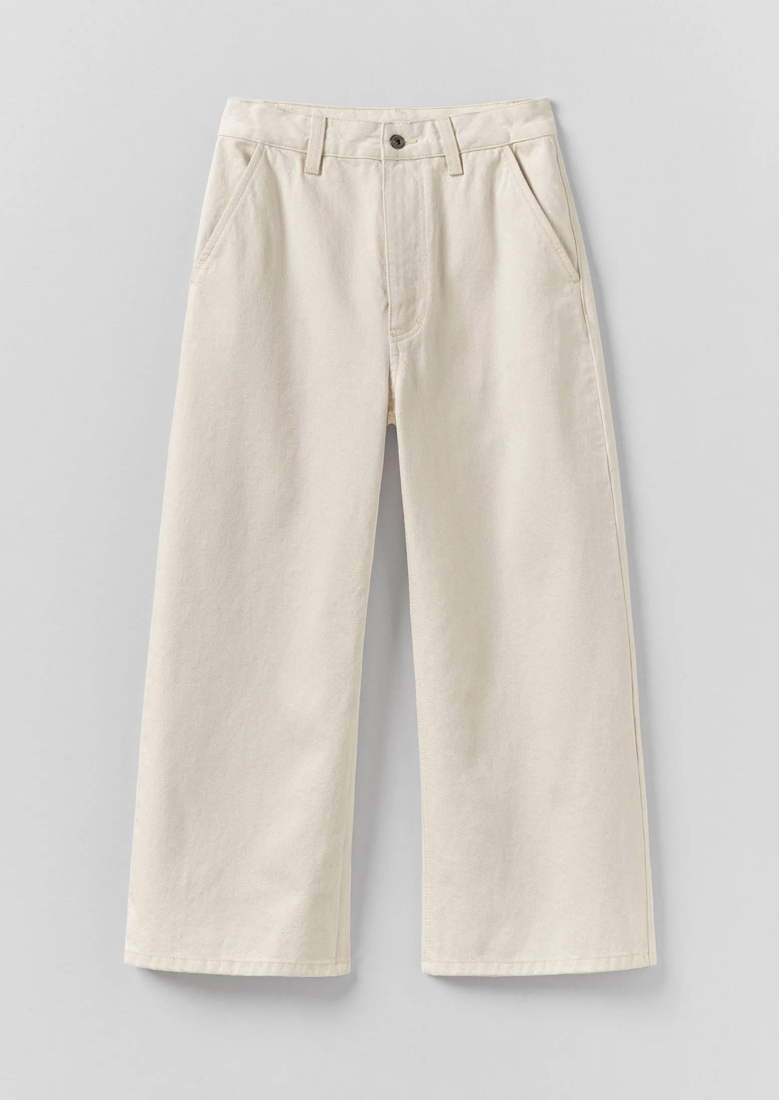 Relaxed Wide Leg Denim Trousers | Ecru - Image 11