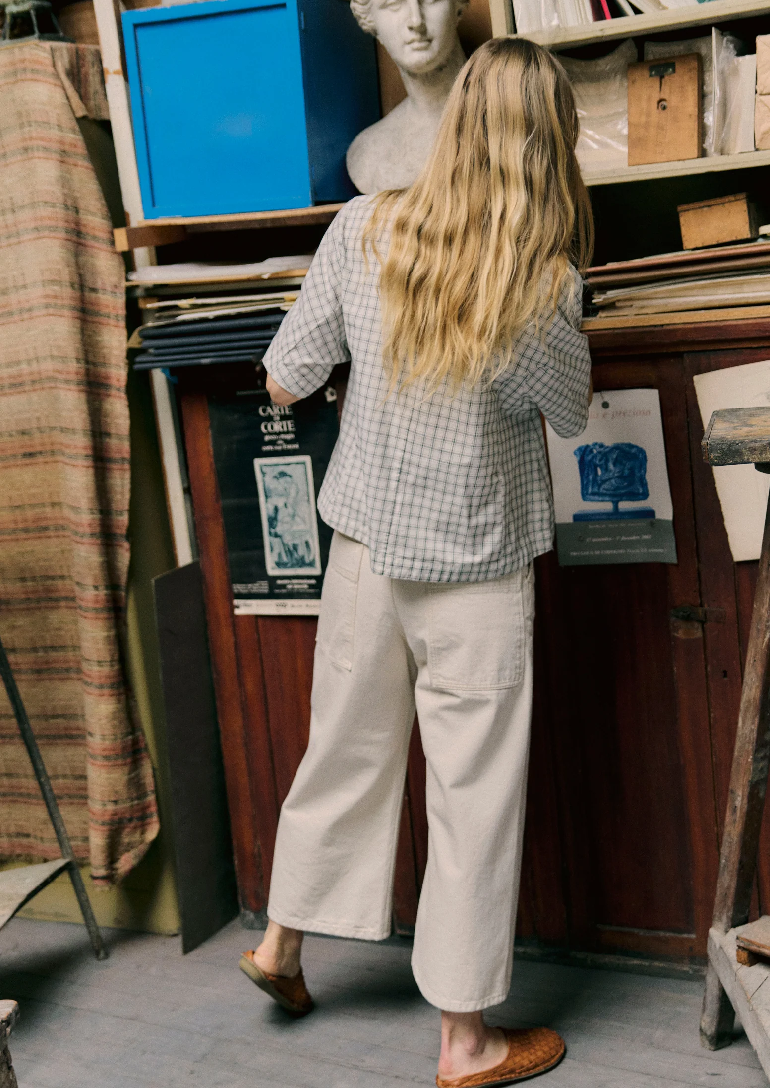 Relaxed Wide Leg Denim Trousers | Ecru - Image 3