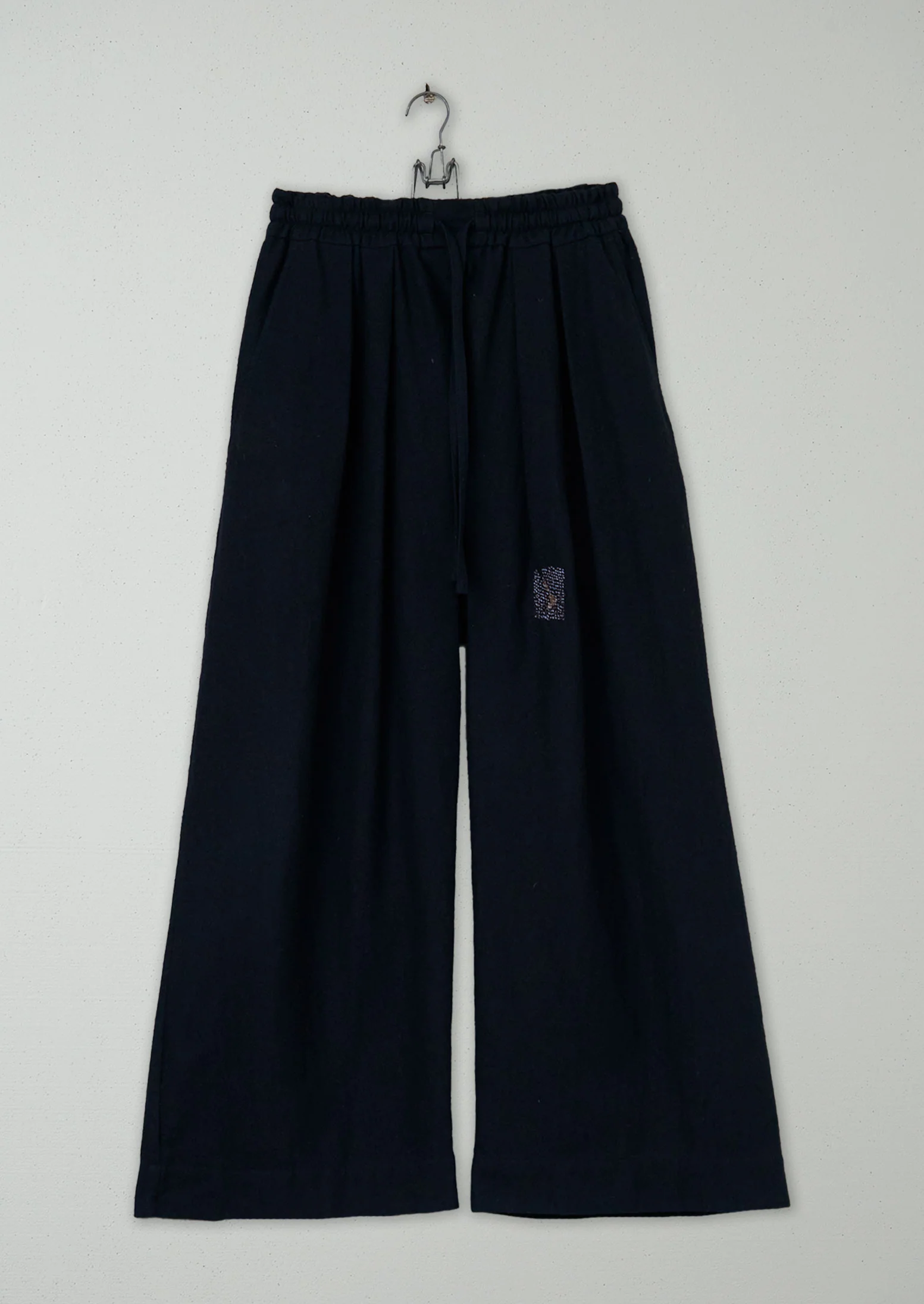 Renewed Cotton Wool Herringbone Pull on Trousers Size XS (53) | Dark Navy