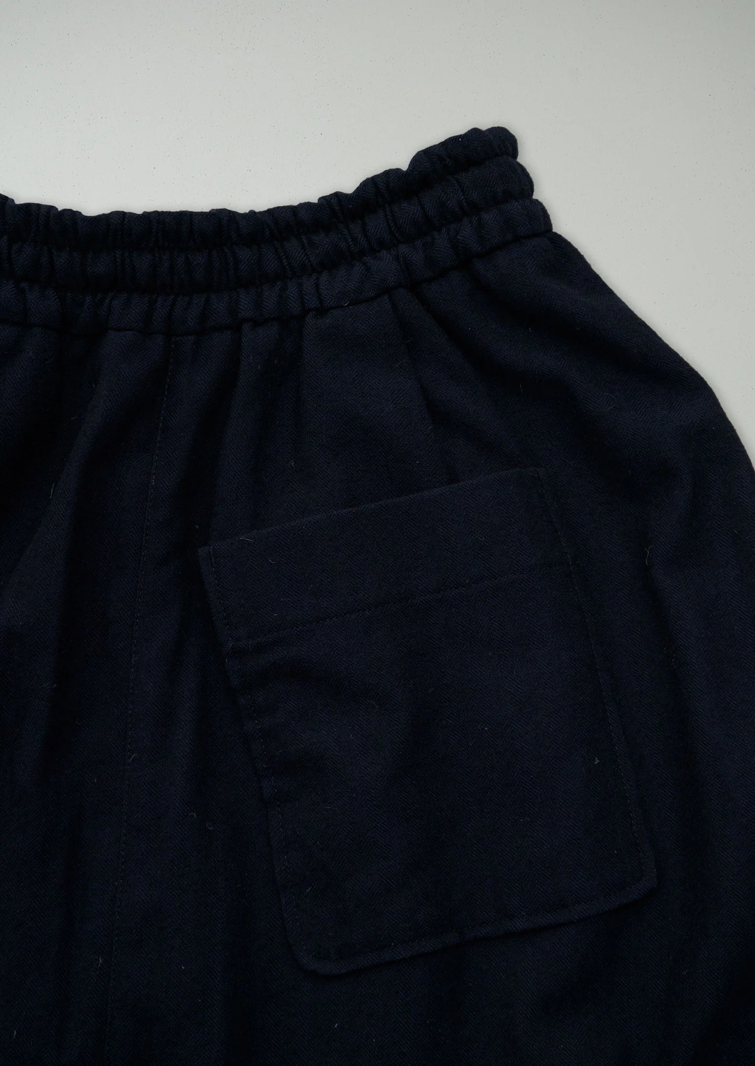 Renewed Cotton Wool Herringbone Pull on Trousers Size XS (53) | Dark Navy - Image 2