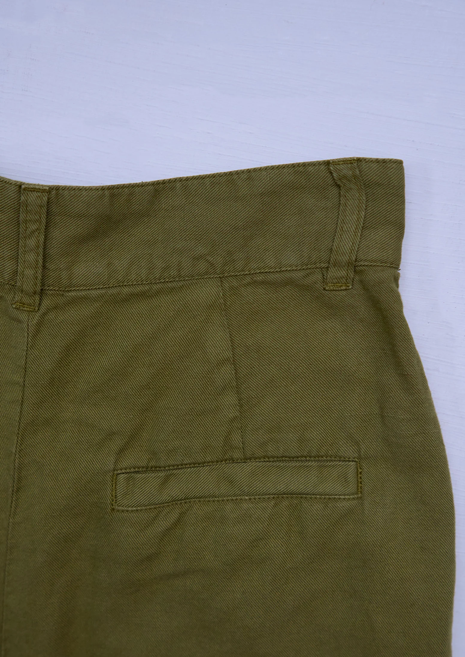 Reworn Cotton Linen Trousers Size 8 (1035) | Olive - Image 2