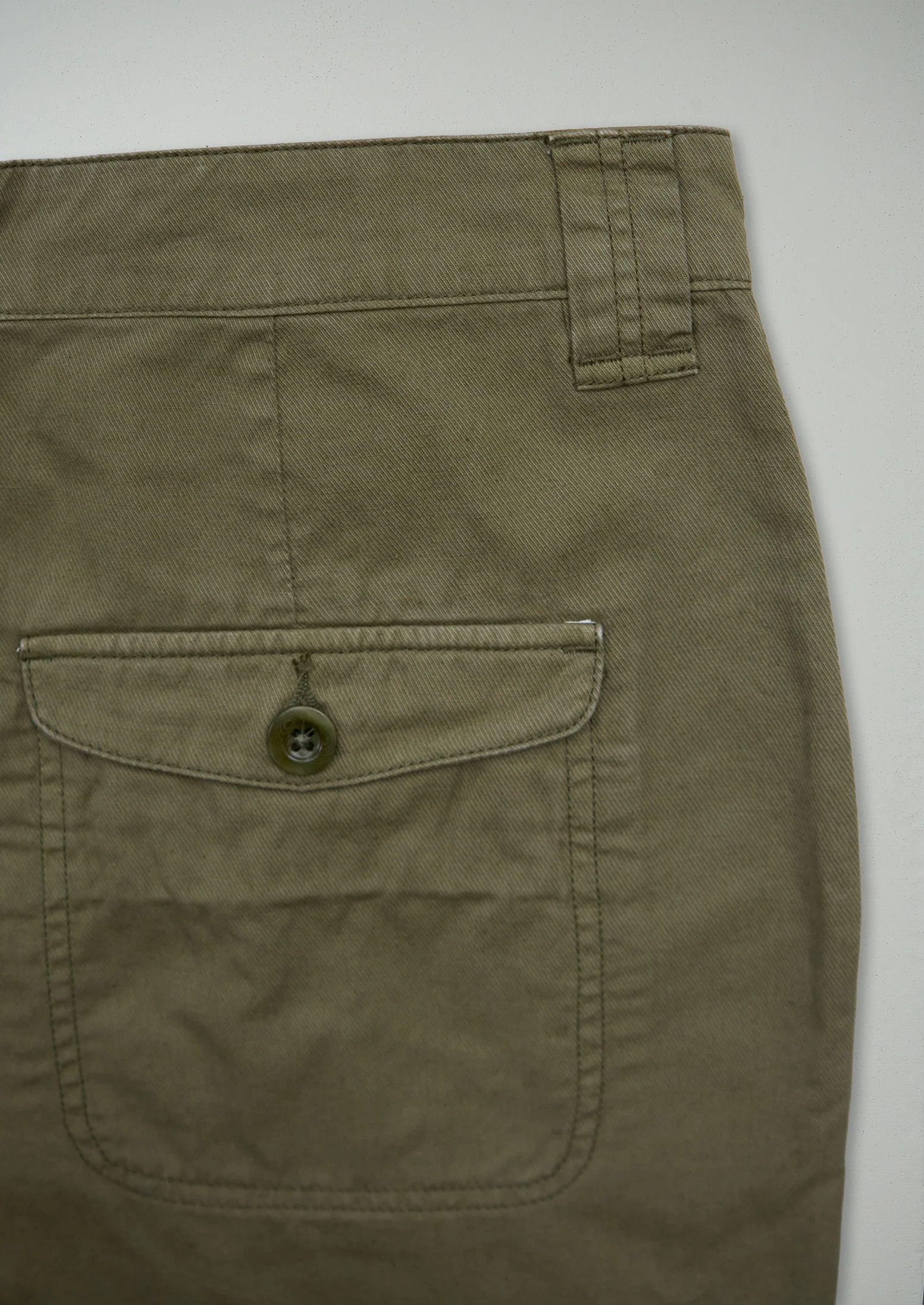 Reworn Cotton Linen Twill Trousers Size 14 (1028) | Olive Leaf - Image 2