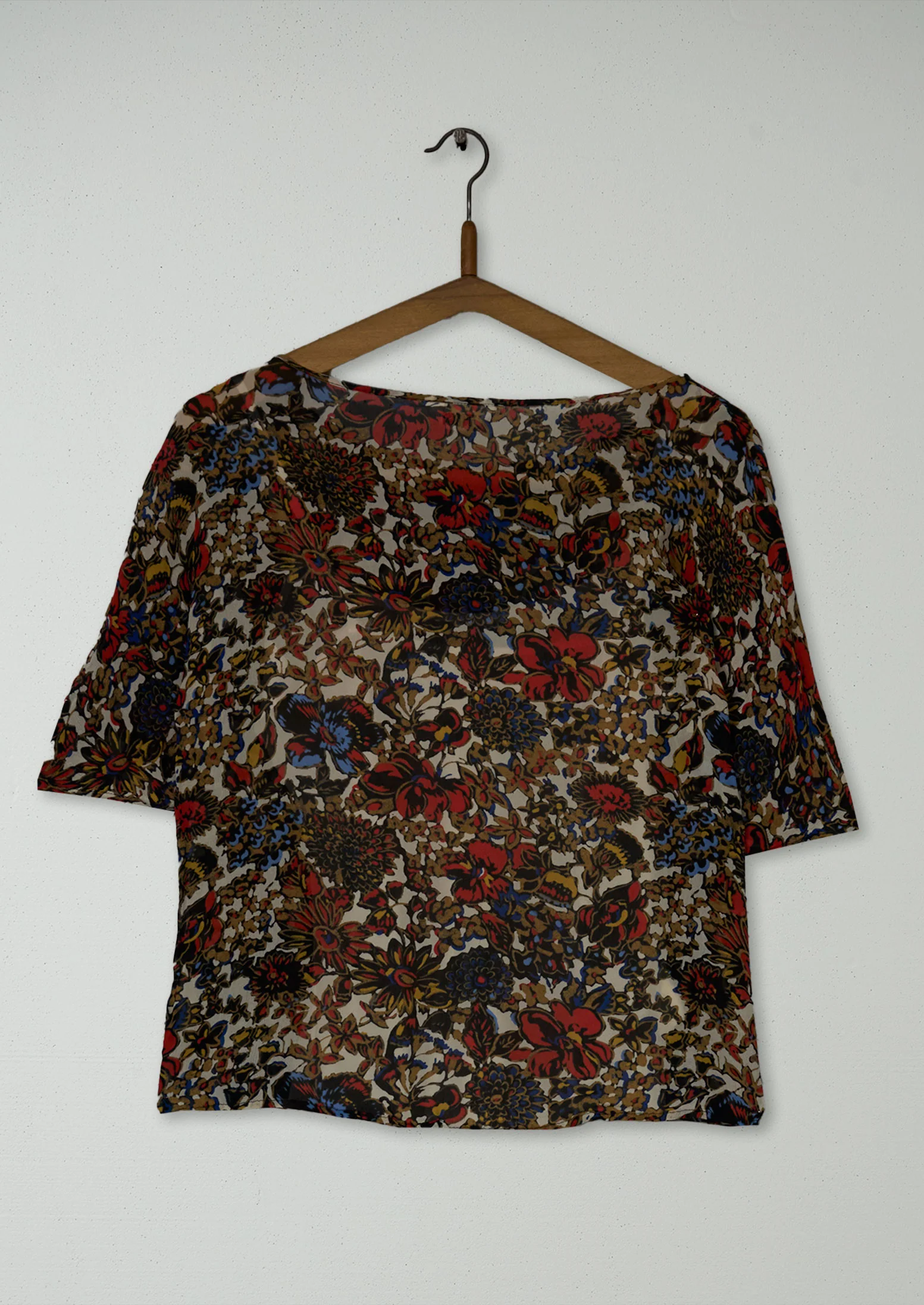 Reworn Floral Print Kimono Sleeve Top Size 8 (967) | Multi - Image 2