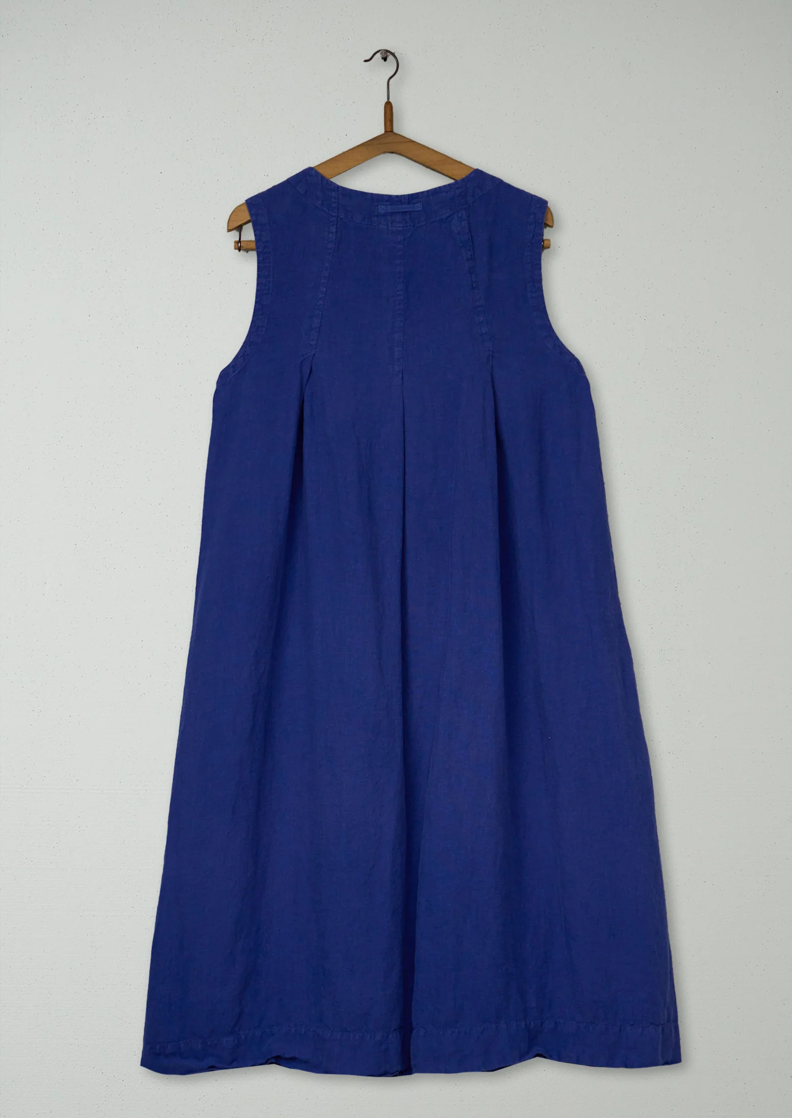 Reworn Garment Dyed Linen Dress Size L (1739) | Blue - Image 2