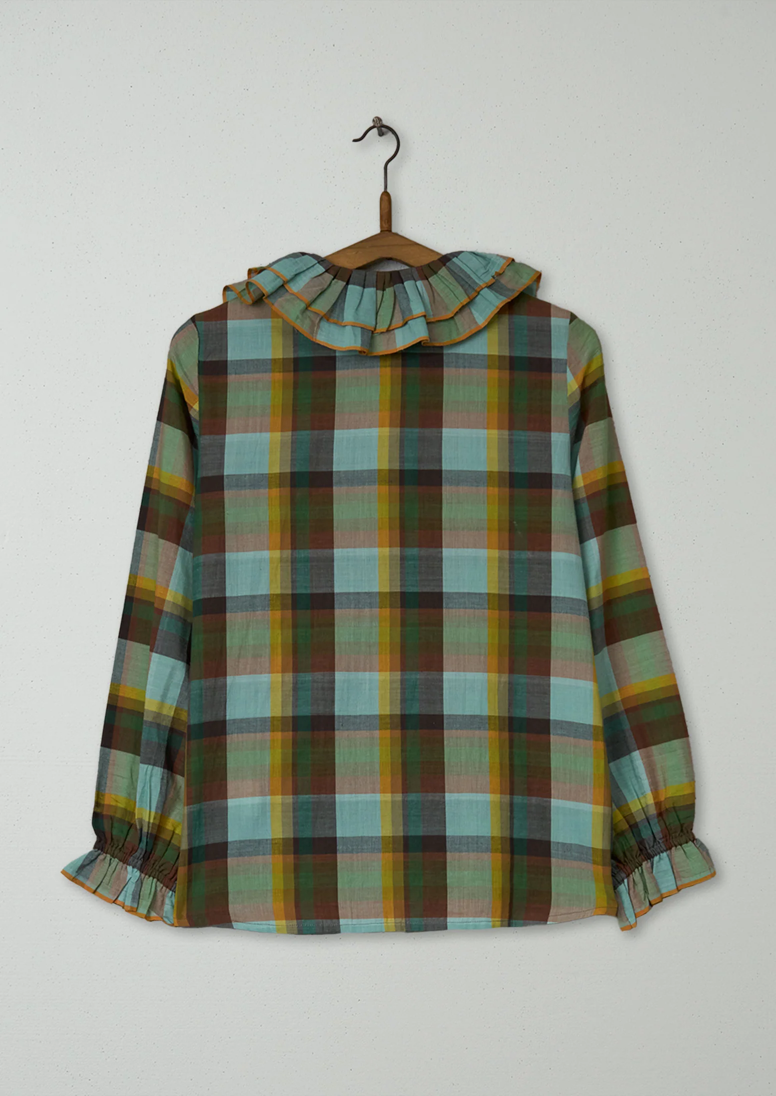 Reworn Lace Up Check Top Size XS (864) | Multi - Image 2
