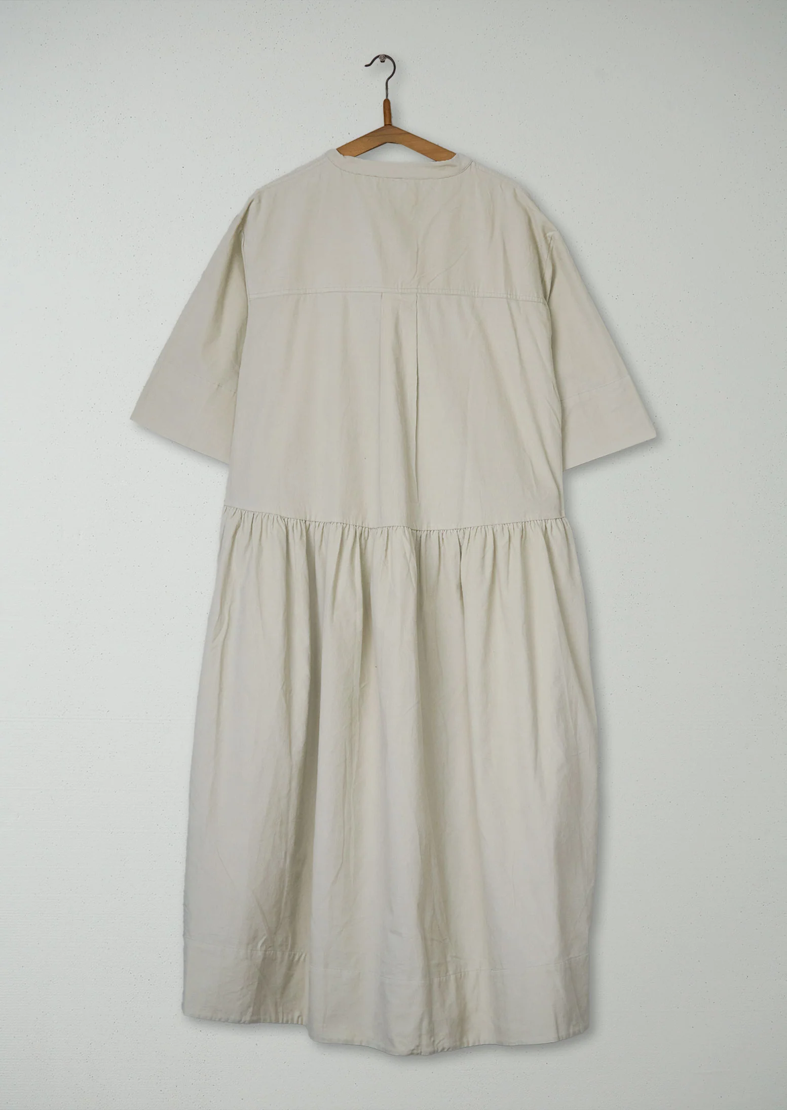 Reworn Needlecord Workwear Dress Size M (1741) | Pale Stone - Image 2