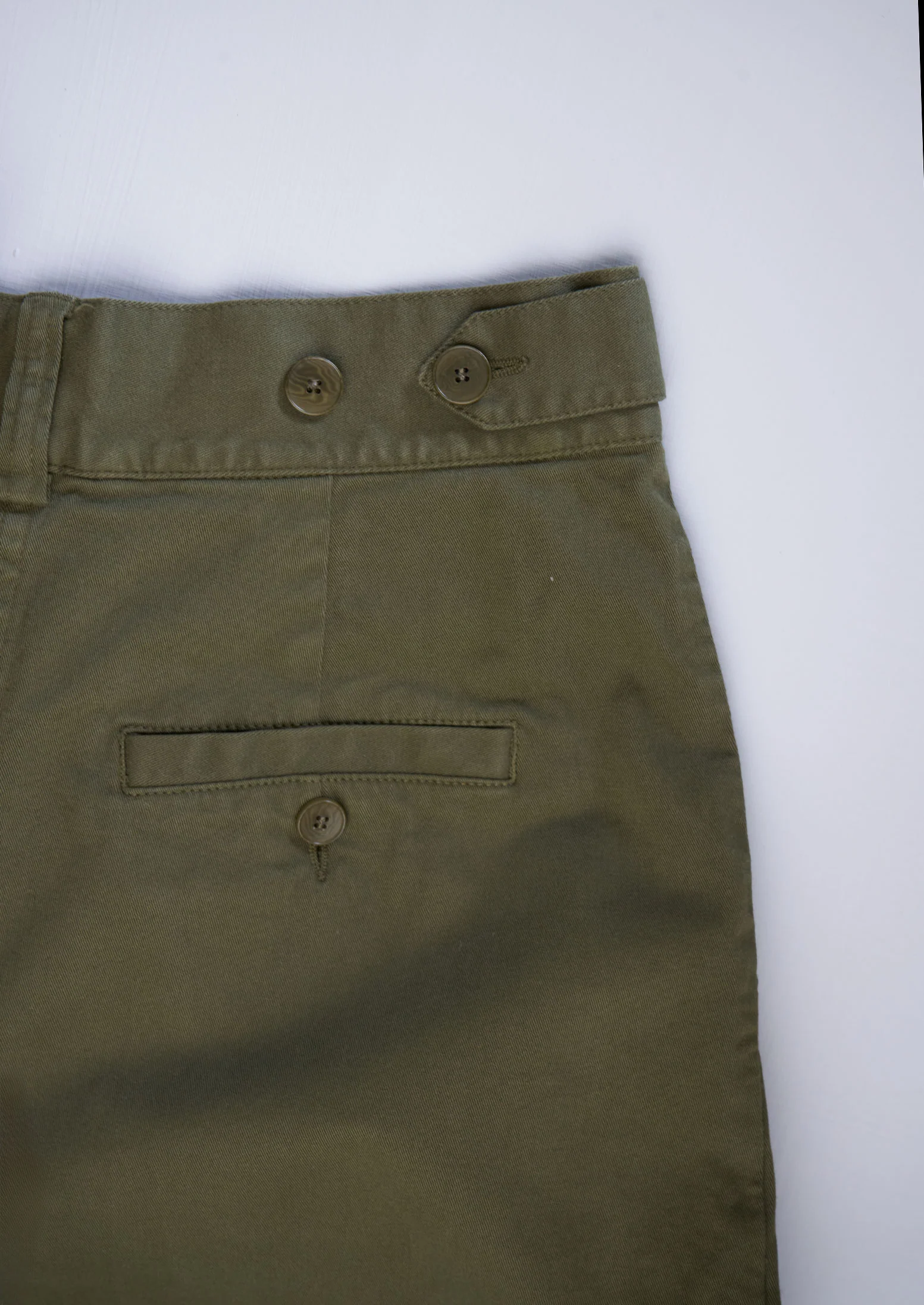 Reworn Side Tab Trousers Size 12 (1026) | Rich Olive - Image 2