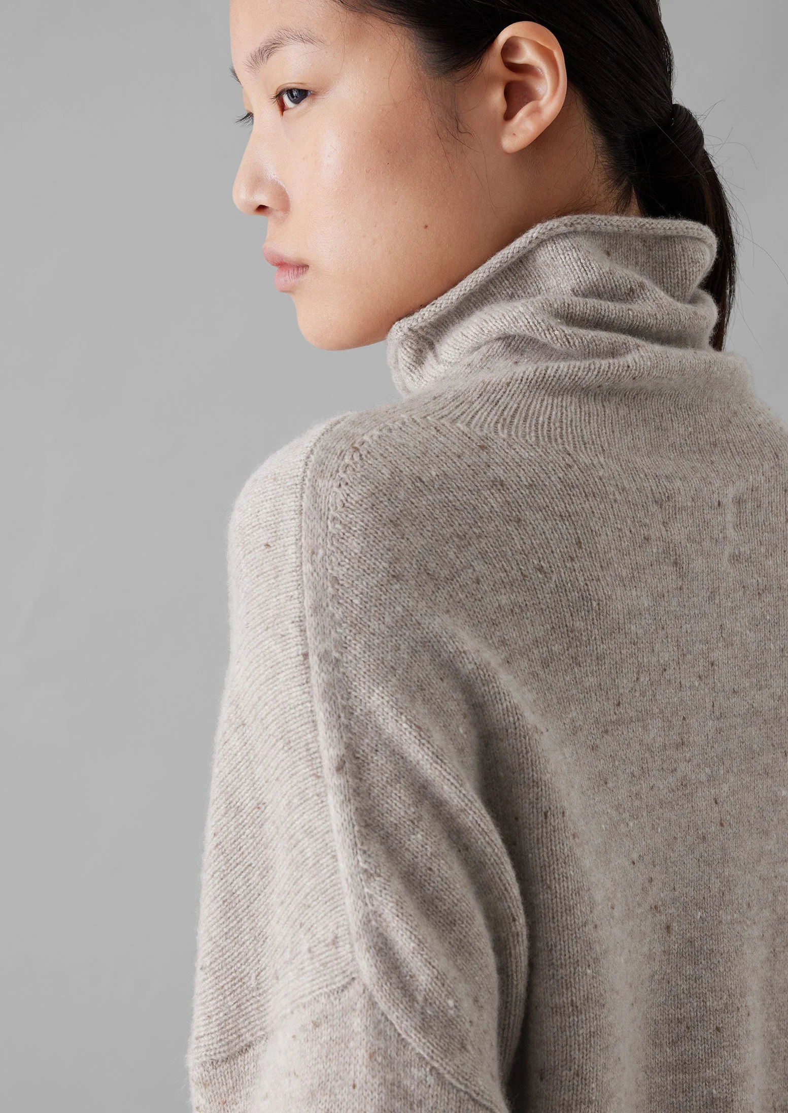 Roll Neck Wool Cashmere Sweater | Oatmeal - Image 4