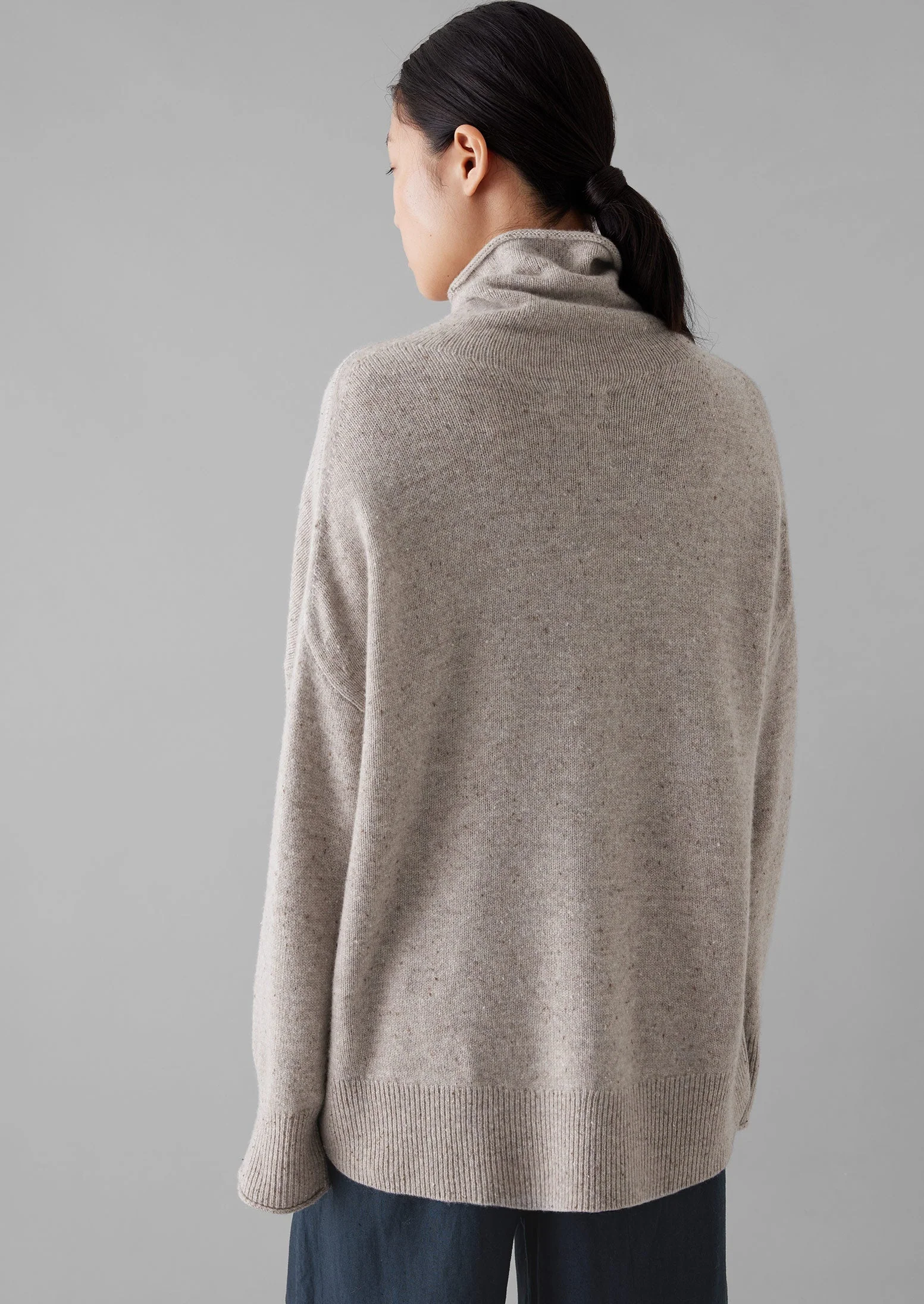 Roll Neck Wool Cashmere Sweater | Oatmeal - Image 6