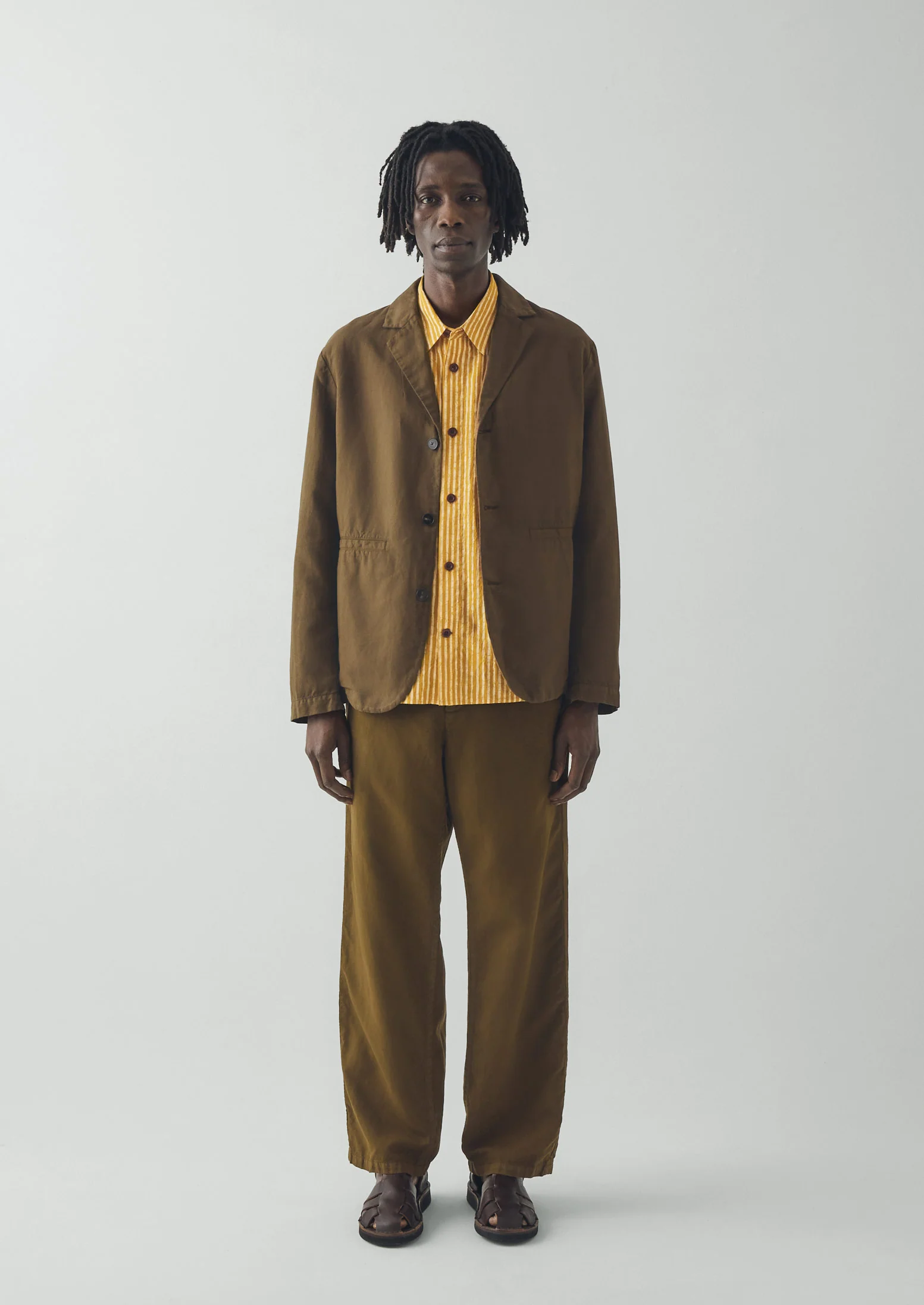 Rory Elasticated Cotton Linen Trousers | Bronze Green - Image 2