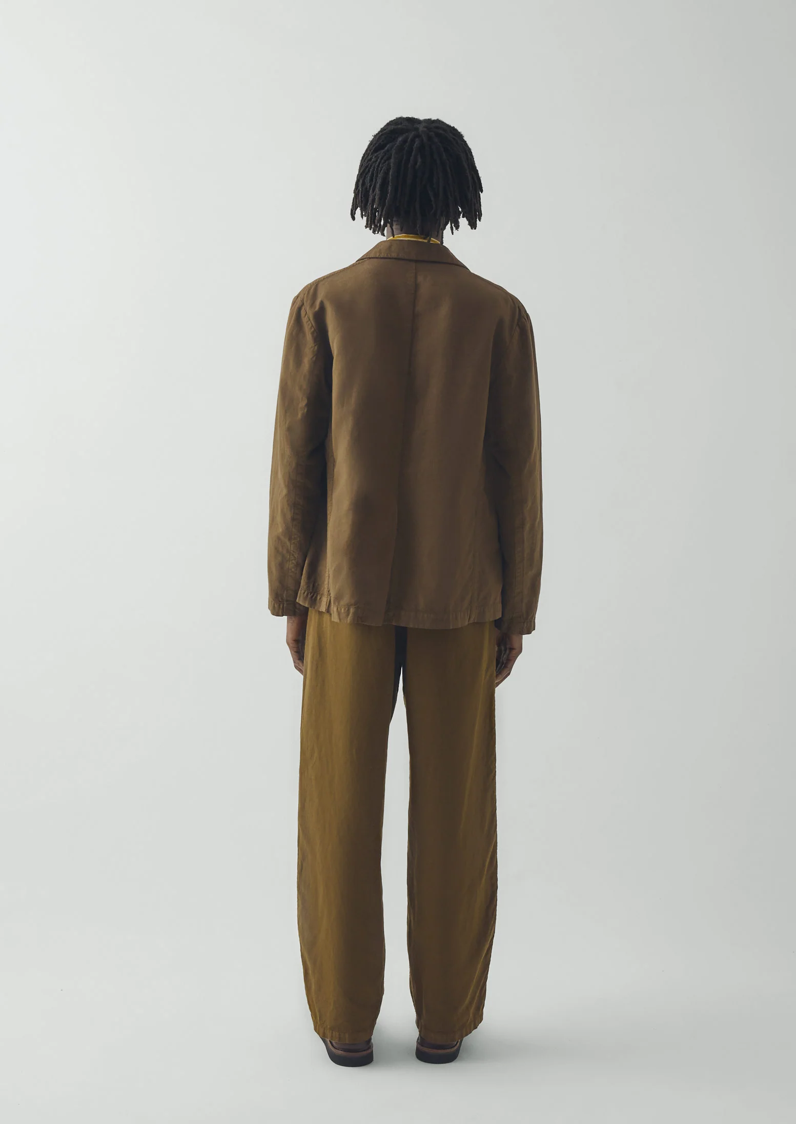Rory Elasticated Cotton Linen Trousers | Bronze Green - Image 5