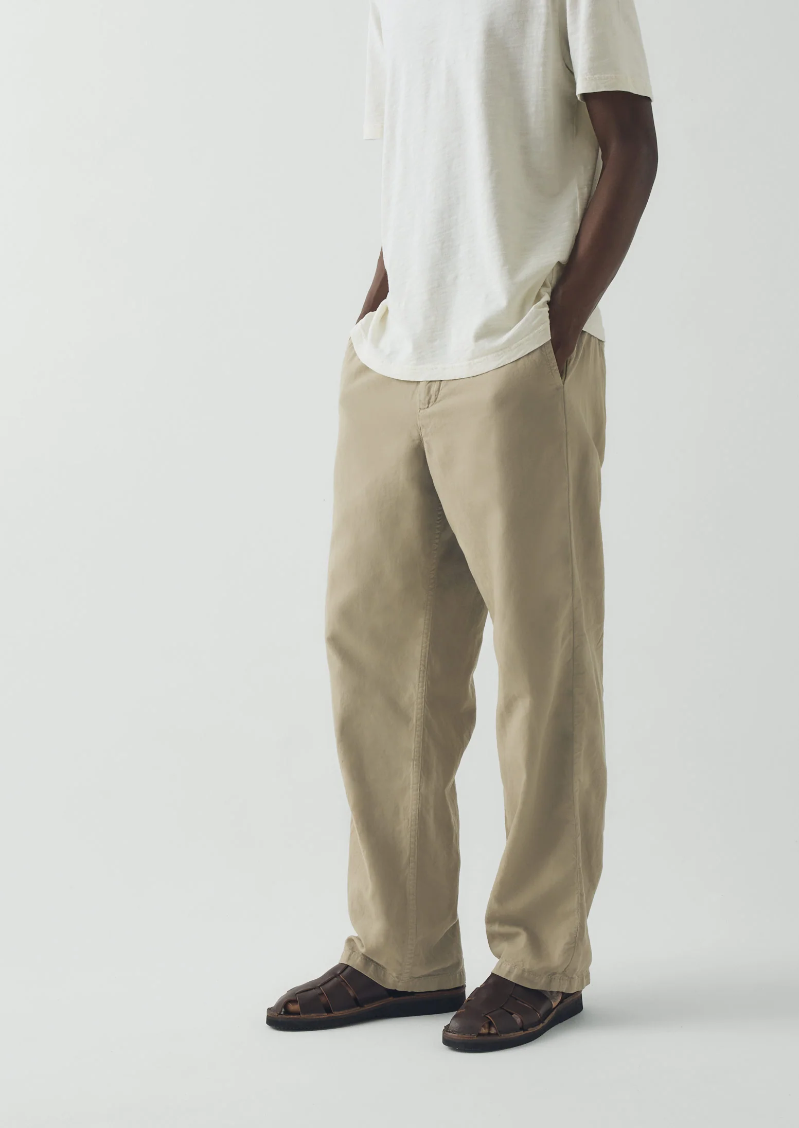 Rory Elasticated Cotton Linen Trousers | Salt - Image 3