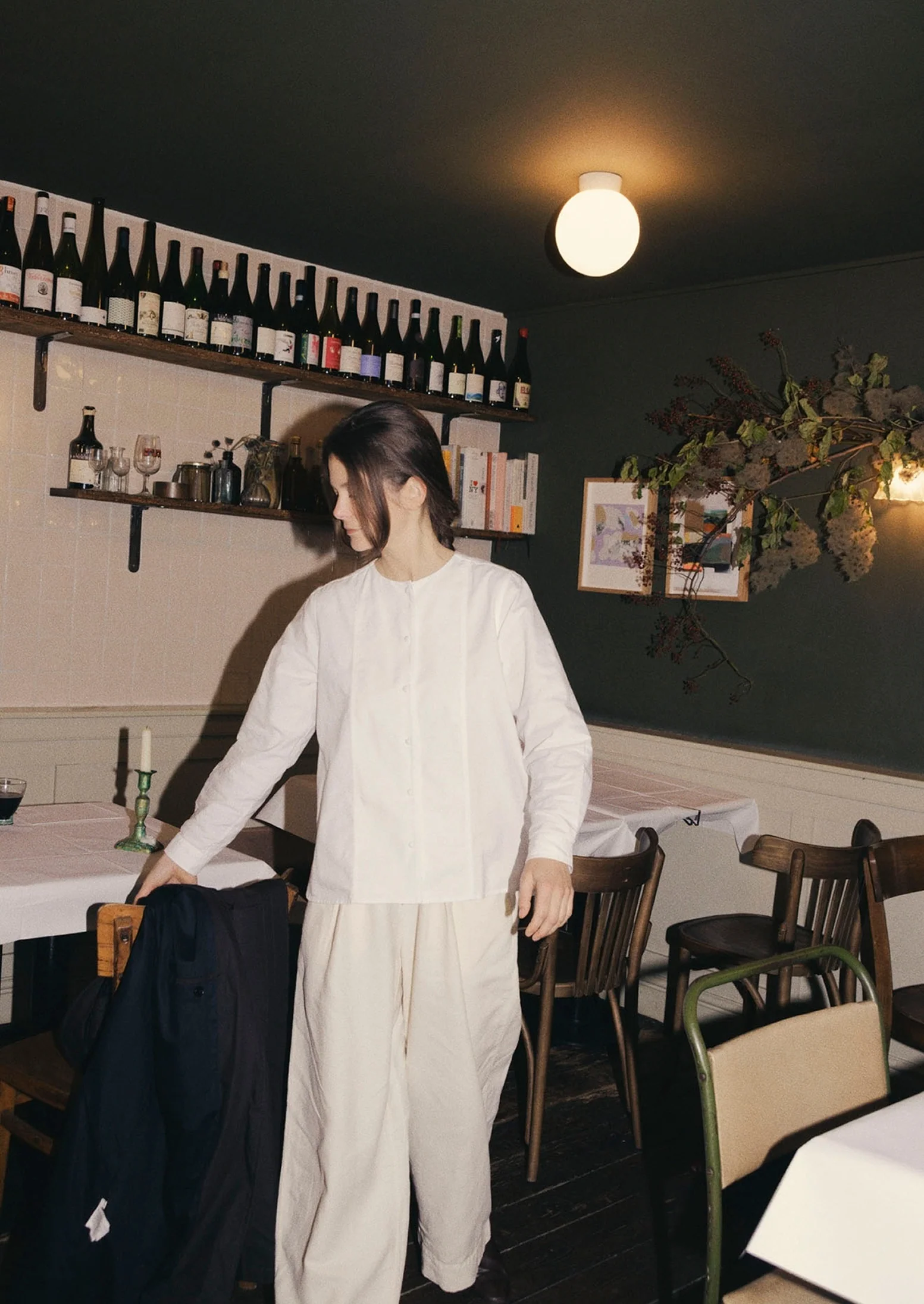 Round Neck Cotton Oxford Shirt | Paper White - Image 2