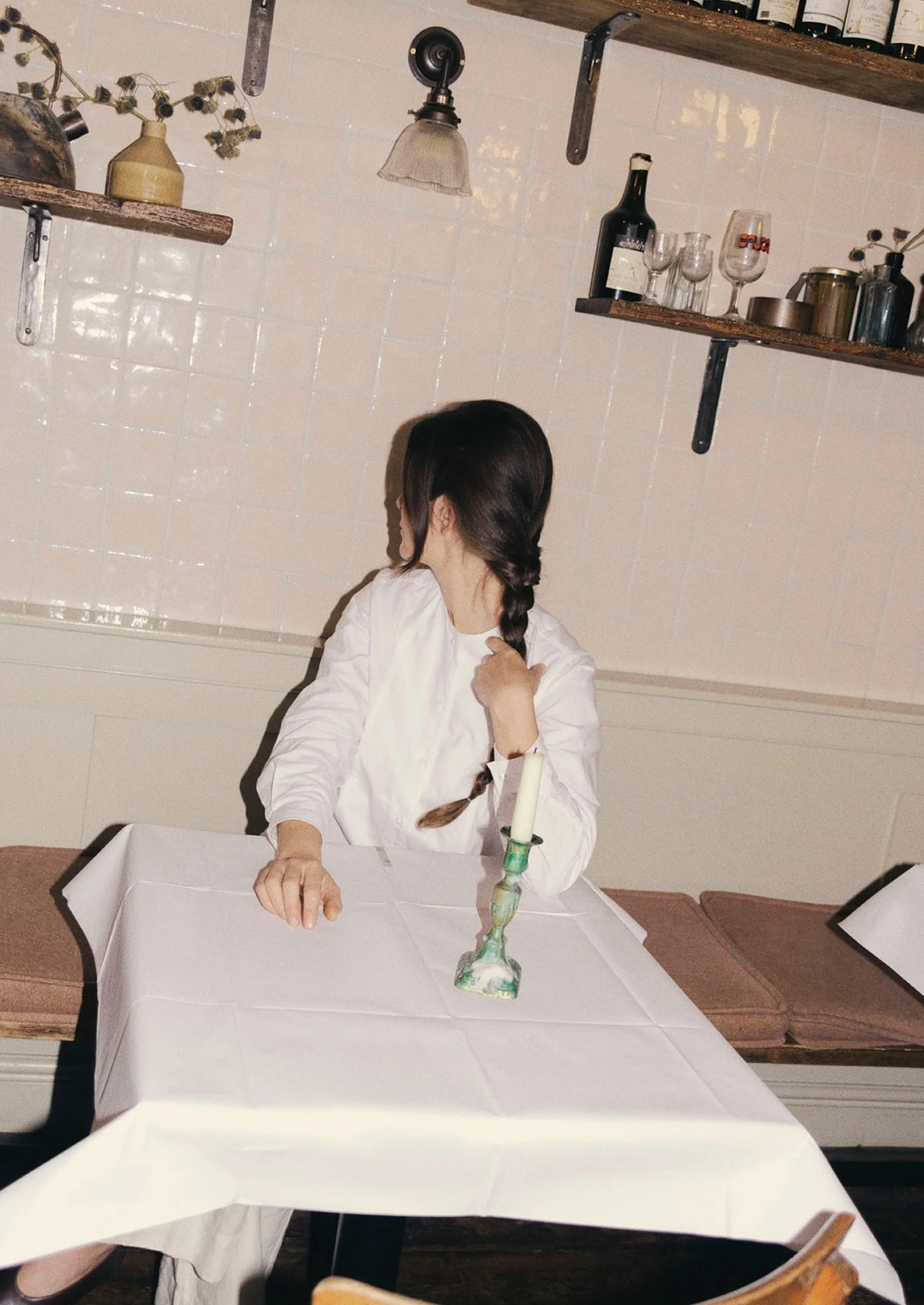 Round Neck Cotton Oxford Shirt | Paper White - Image 5