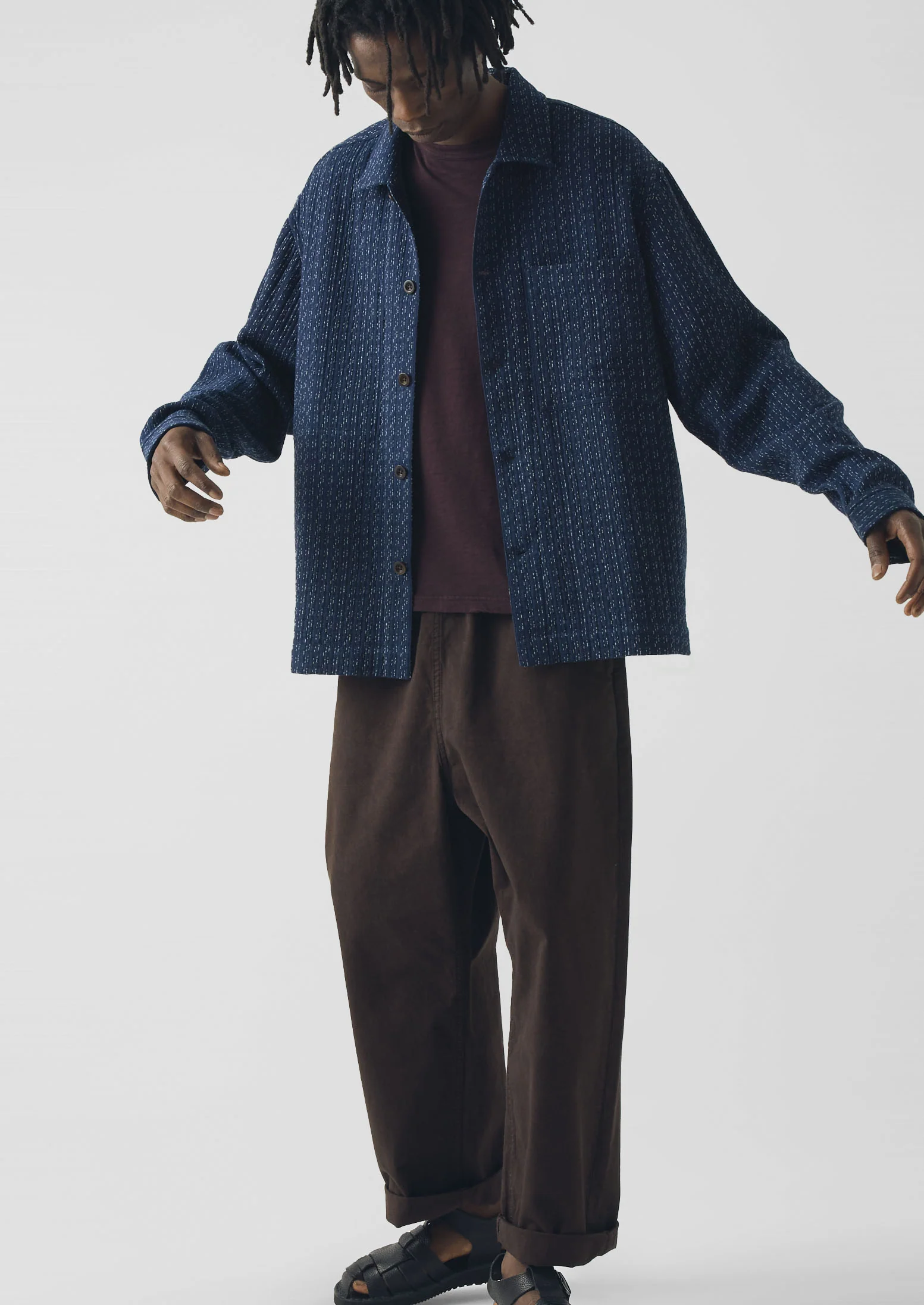 Scatter Stitch Cotton Shirt | Indigo - Image 2