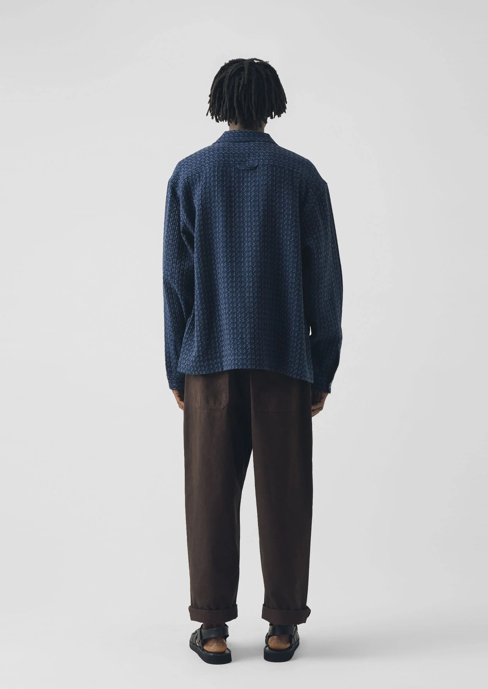 Scatter Stitch Cotton Shirt | Indigo - Image 3