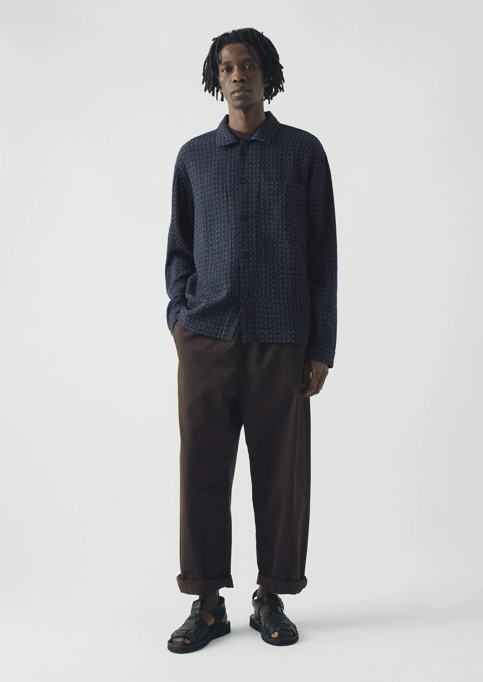 Scatter Stitch Cotton Shirt | Indigo - Image 6