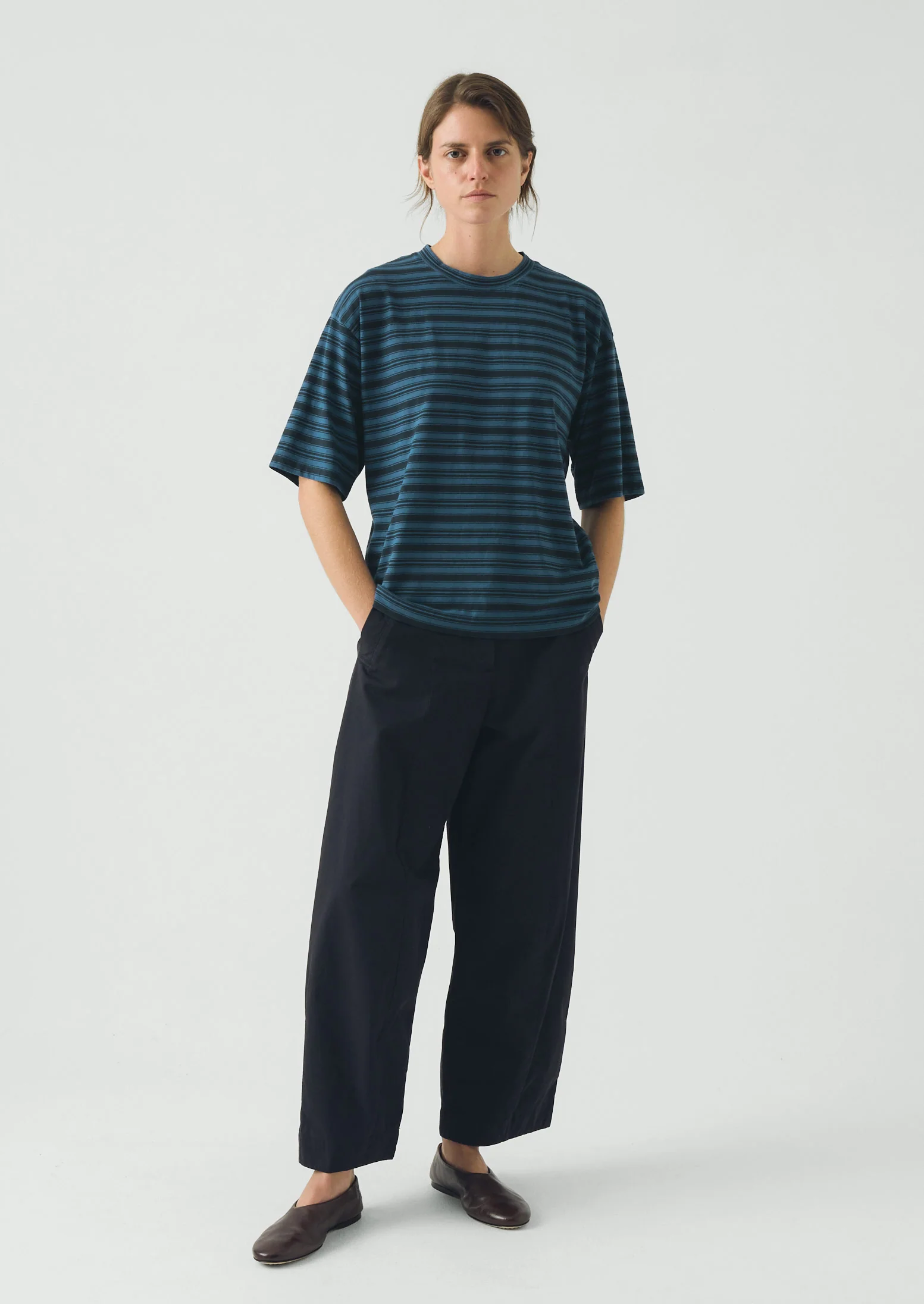 Sculpted Organic Cotton Twill Trousers | Slate - Image 3