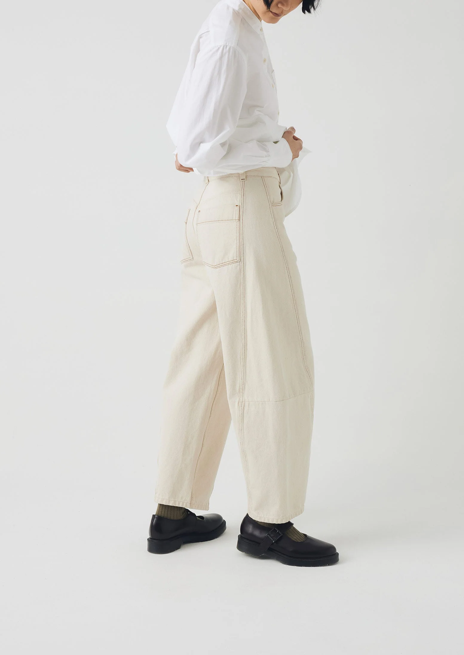 Sculptural Seamed Denim Trousers | Ecru - Image 2