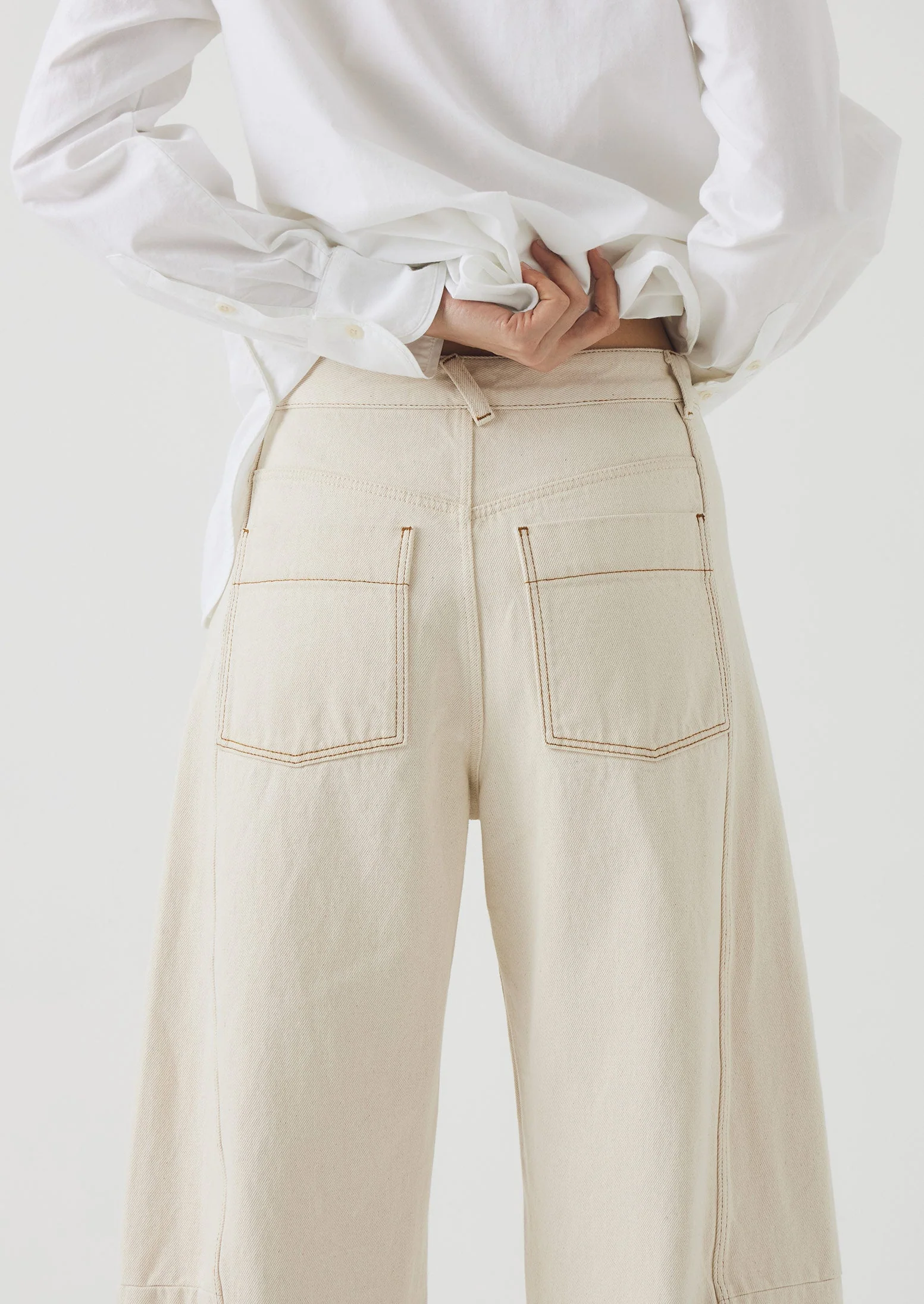 Sculptural Seamed Denim Trousers | Ecru - Image 4