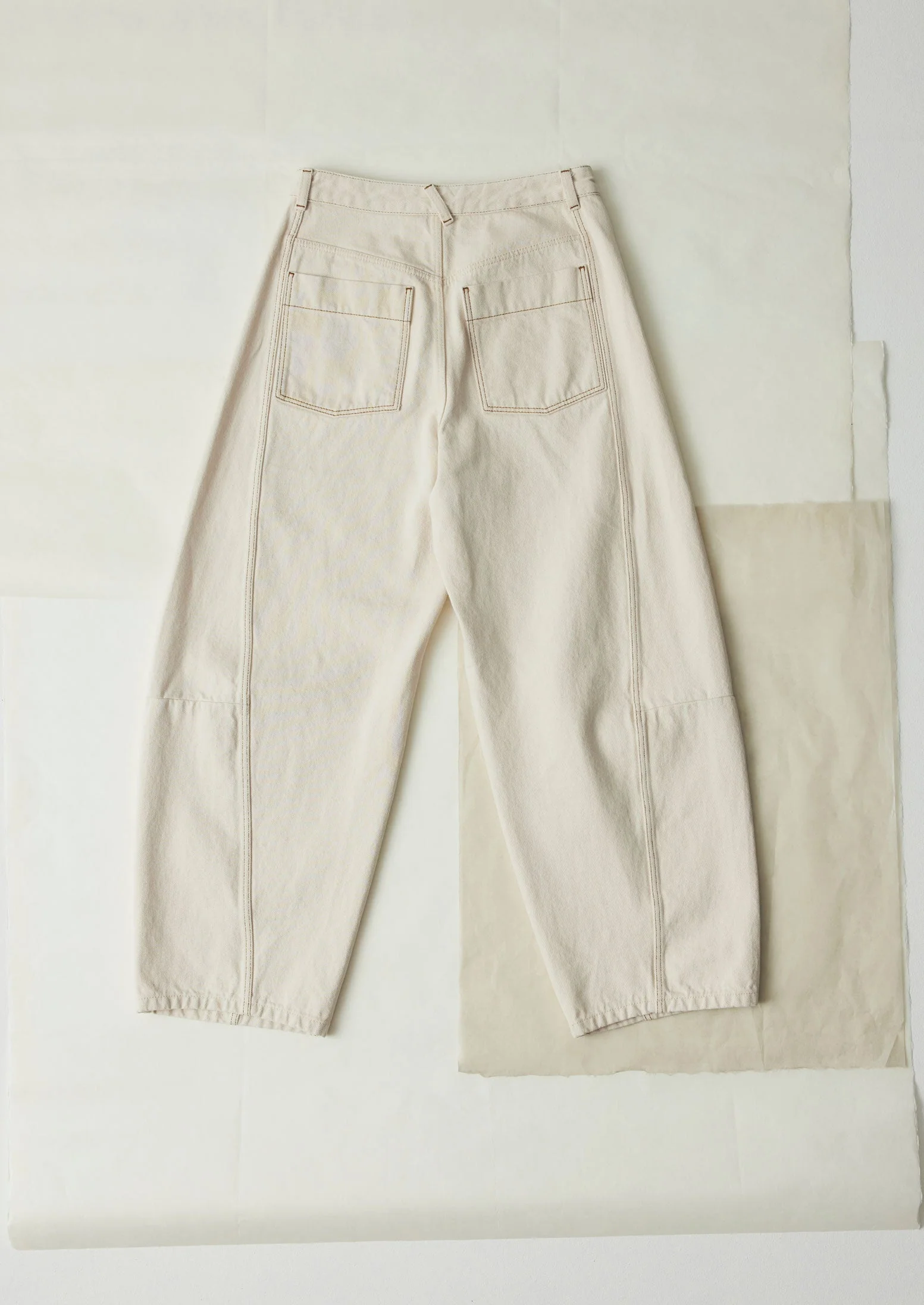 Sculptural Seamed Denim Trousers | Ecru - Image 5