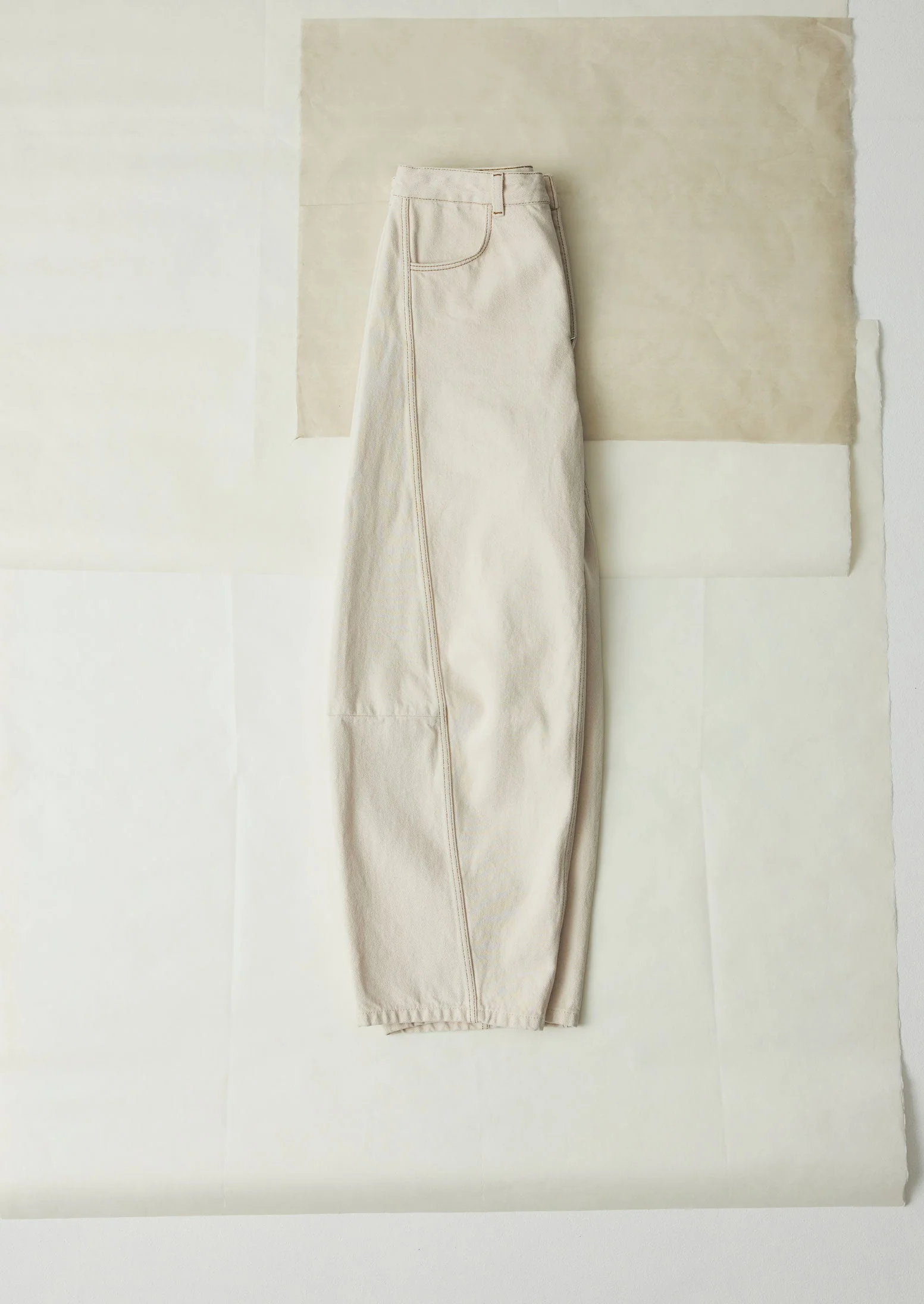 Sculptural Seamed Denim Trousers | Ecru - Image 6