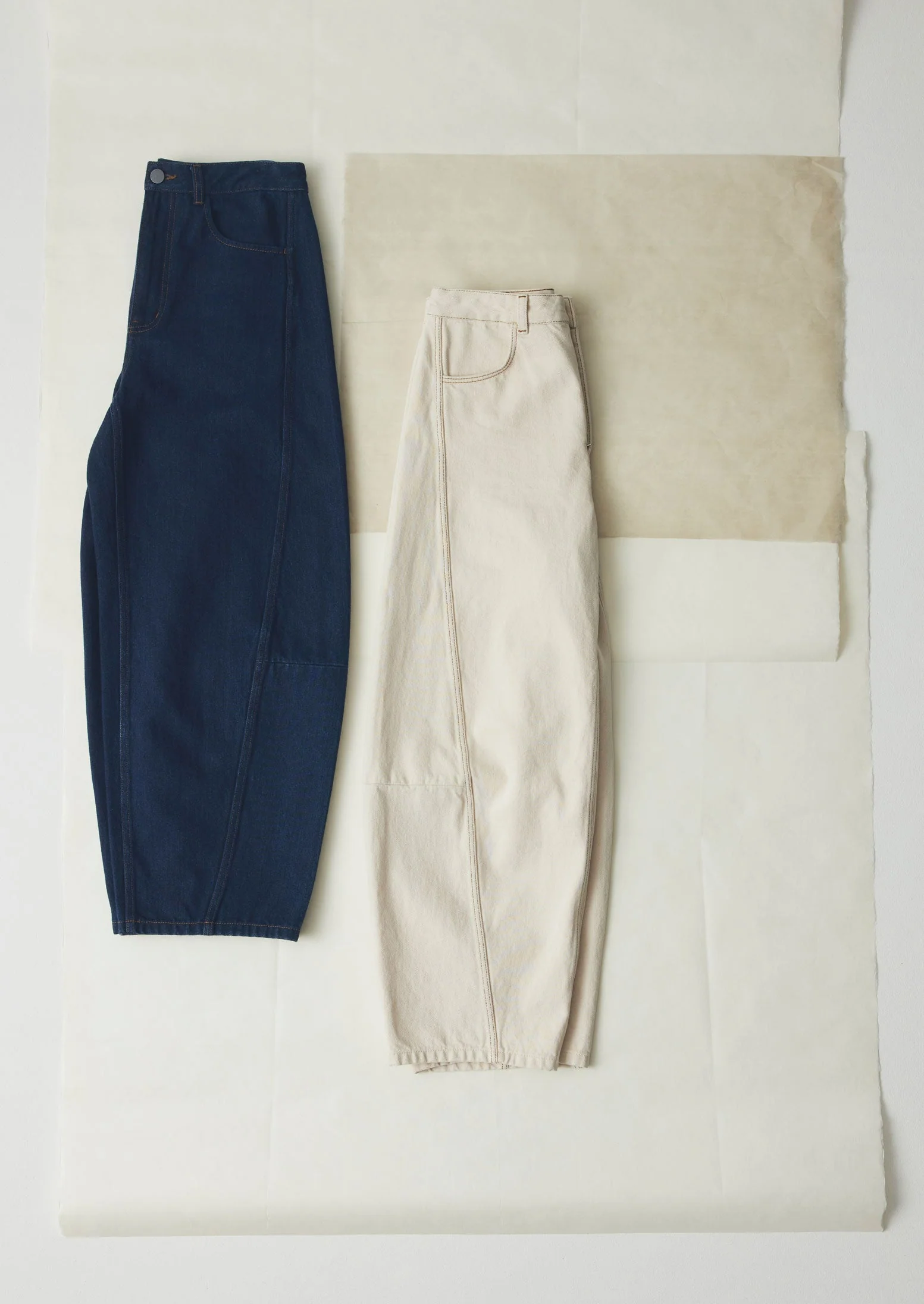 Sculptural Seamed Denim Trousers | Ecru - Image 7