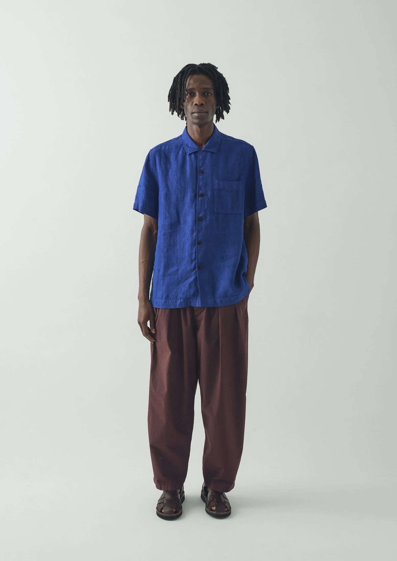 Short Sleeve Linen Shirt | Carmine Blue - Image 3