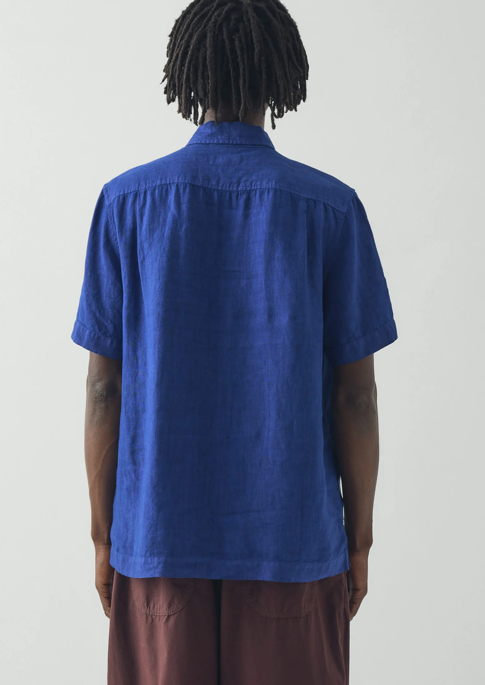 Short Sleeve Linen Shirt | Carmine Blue - Image 4
