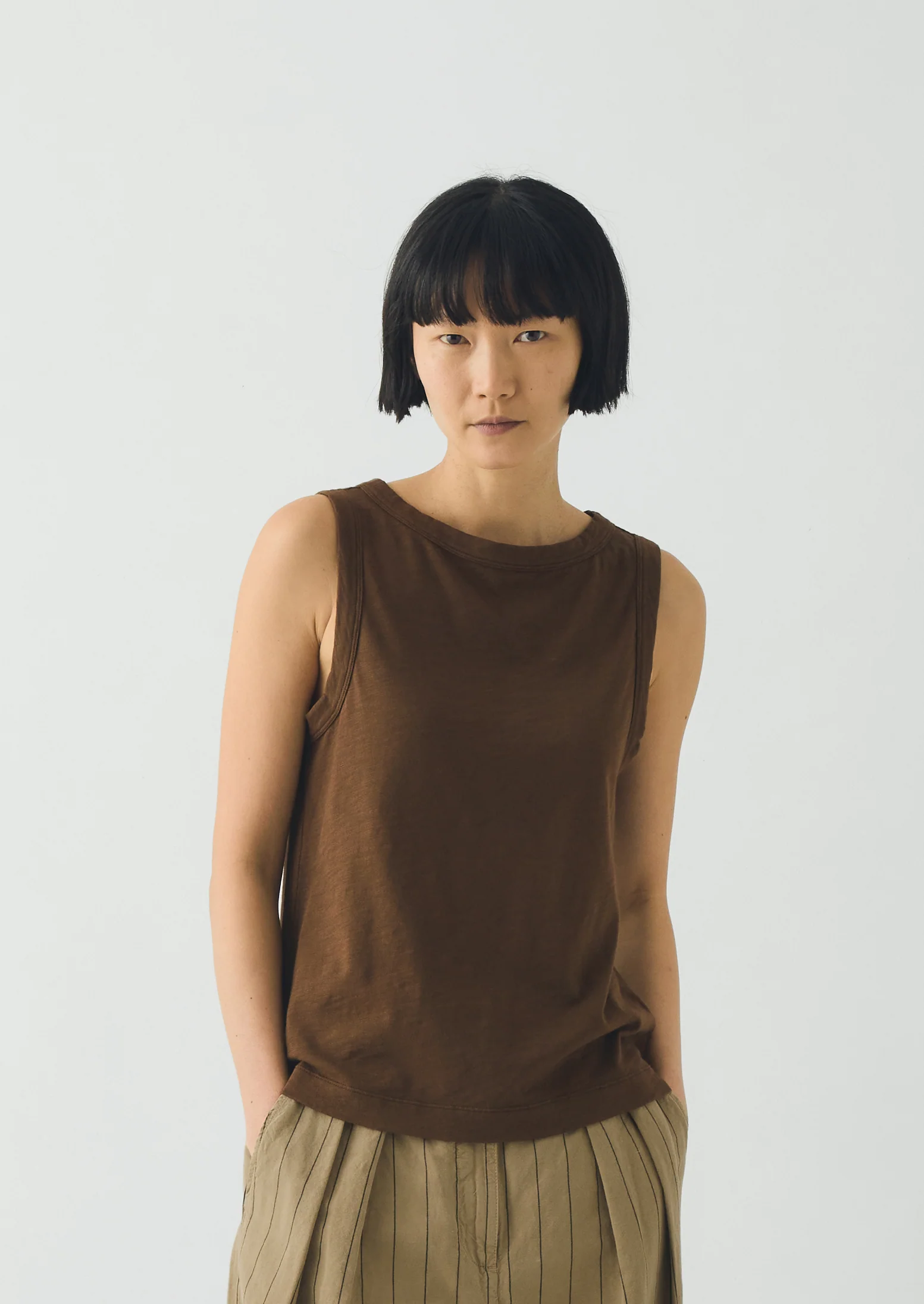 Sian Garment Dyed Organic Cotton Tank Top | Bronze Green - Image 3