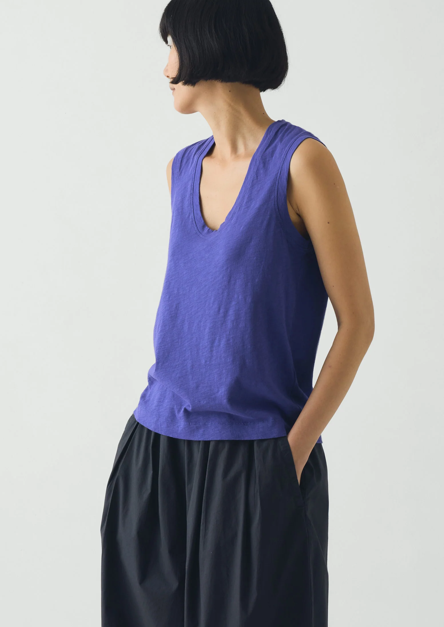 Cotton Sleeveless Tee | Cobalt - Image 2
