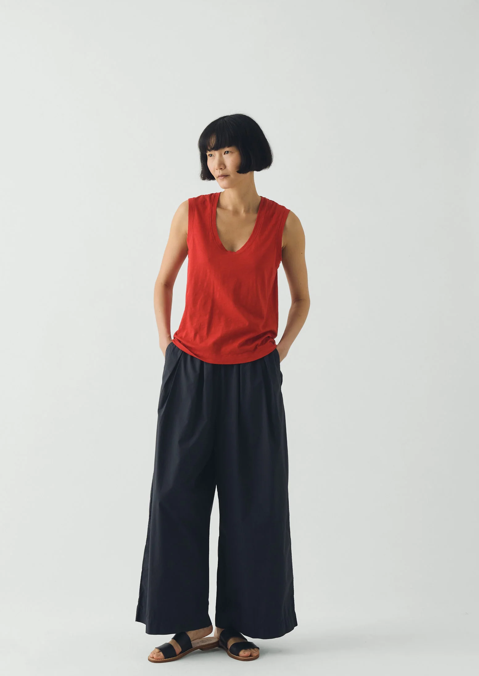 Cotton Sleeveless Tee | Goji Berry - Image 2
