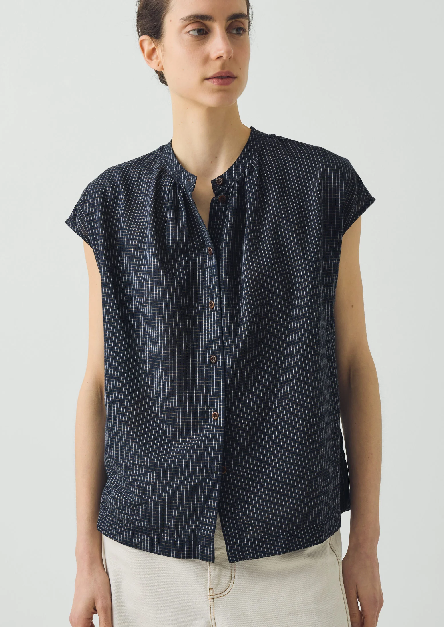 Slubby Check Short Sleeve Shirt | Ink - Image 3