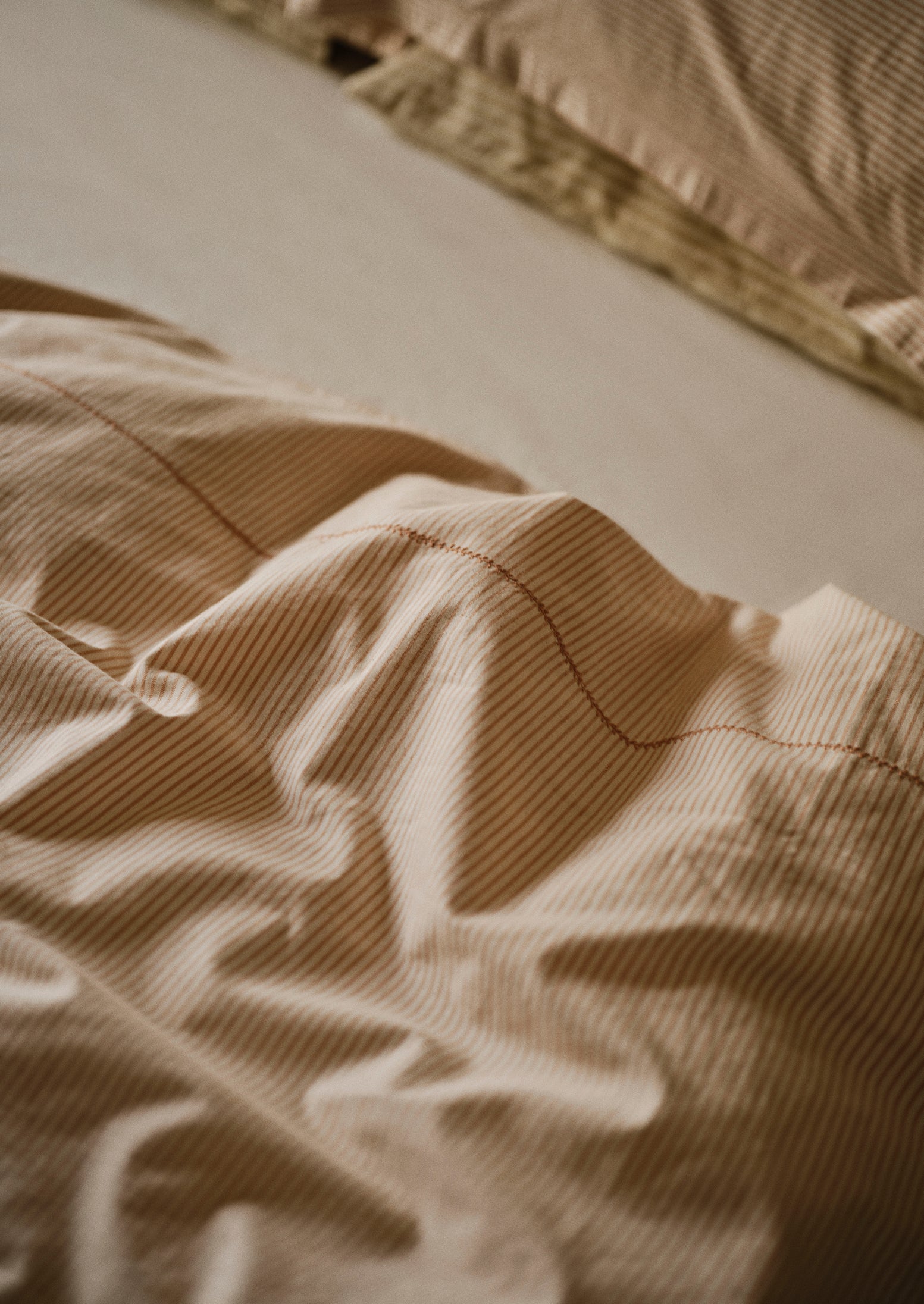 Soft Stripe Cotton Duvet Cover | Clay/Ecru - Image 3