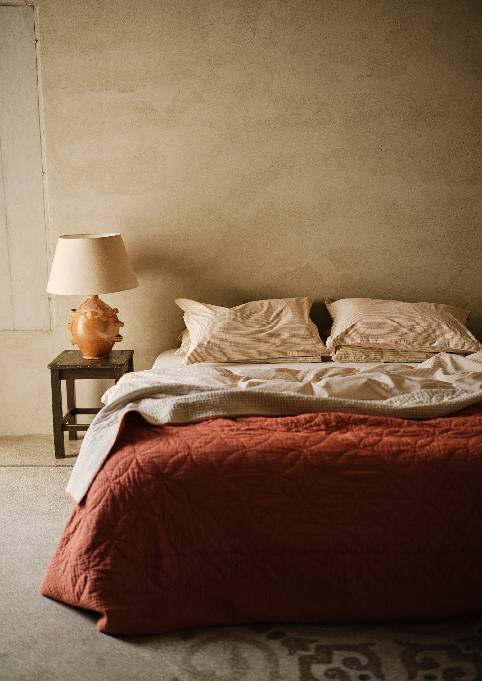 Soft Stripe Cotton Duvet Cover | Clay/Ecru - Image 4
