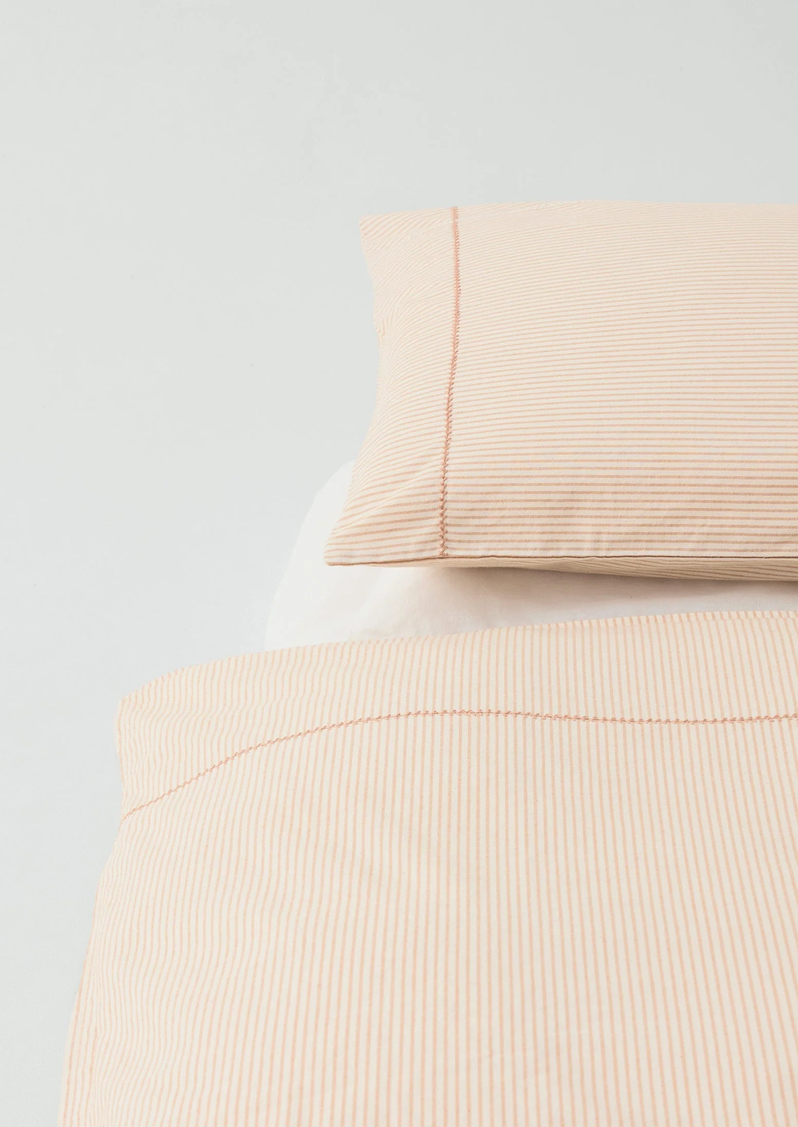 Soft Stripe Cotton Duvet Cover | Clay/Ecru - Image 5